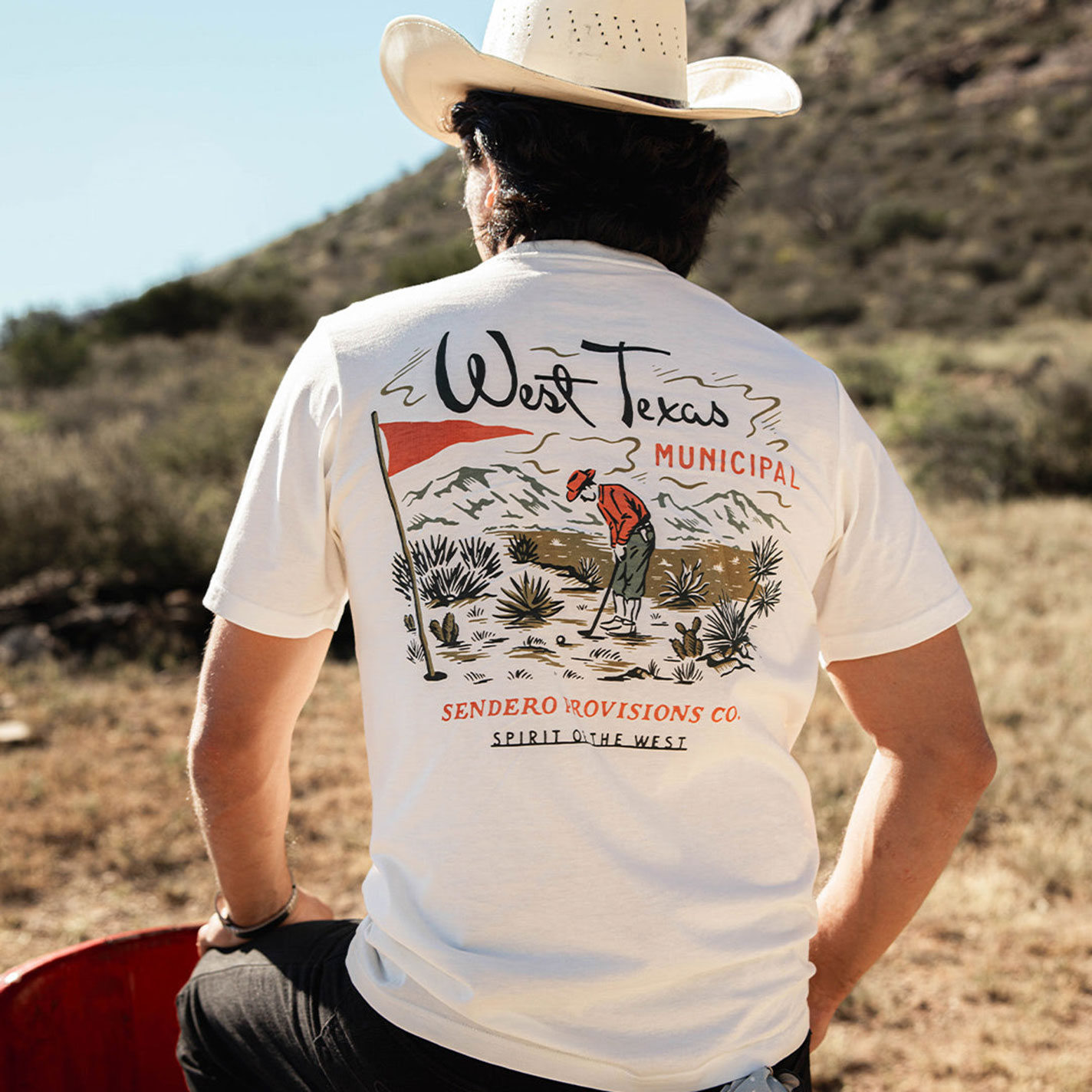 Sendero Provisions Co Men's White West TX Golf Graphic T-Shirt - Image 1