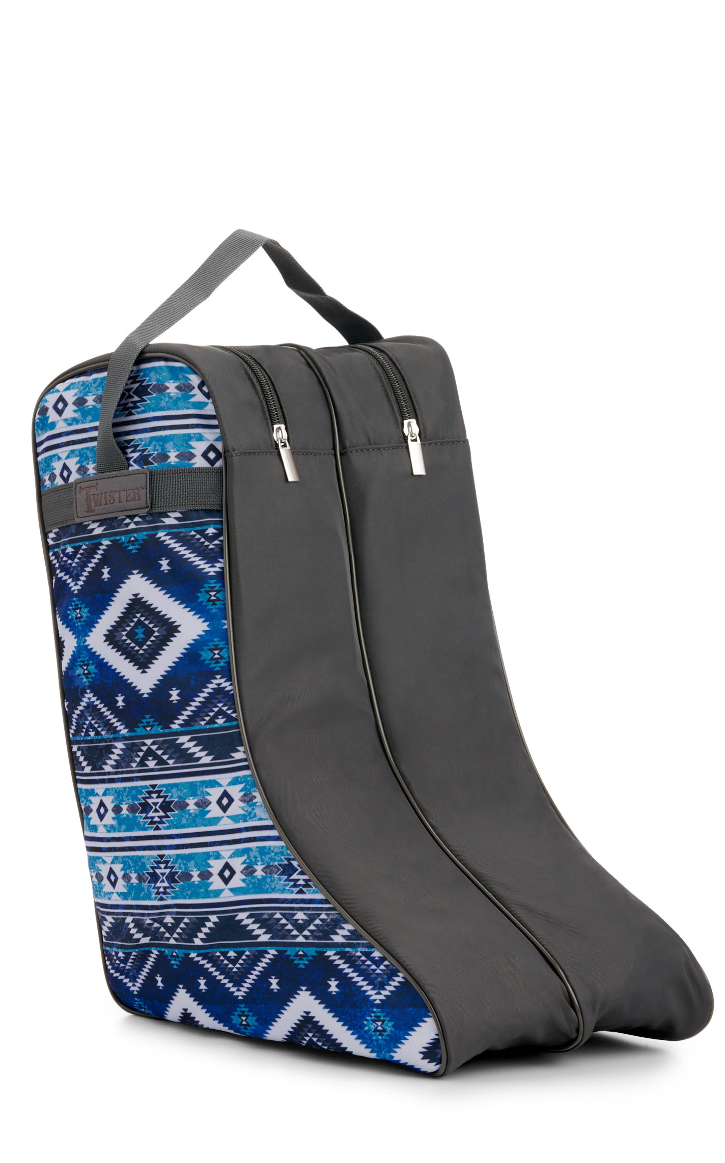 M & F  Western Shades of Blue & Gray Aztec Print Boot Bag - Image 3