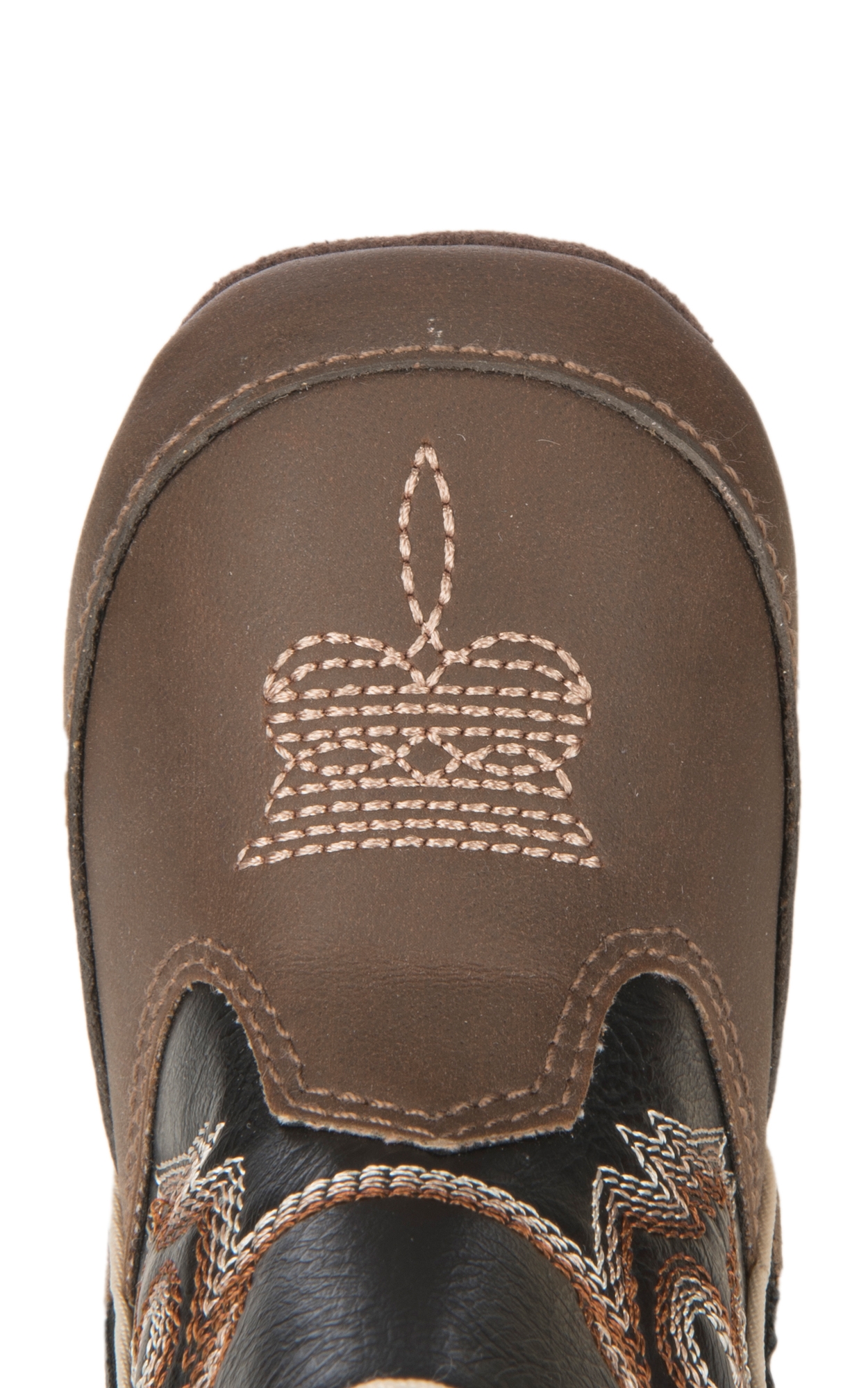 Double Barrel Infant Baby Bucker Brown and Black Western Booties - Image 1