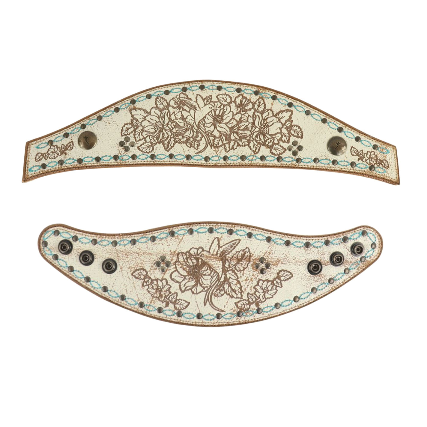 Agave Blue Cream & Brown Hummingbird Embroidered Boot Lassos - Image 1