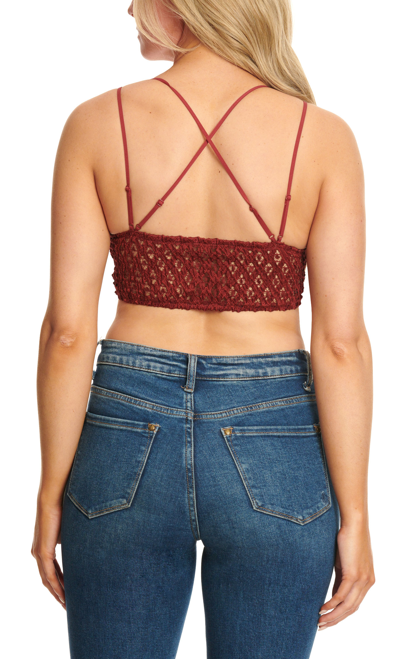 Wishlist Women's Burgundy Lace Double Strap Bralette - Image 1