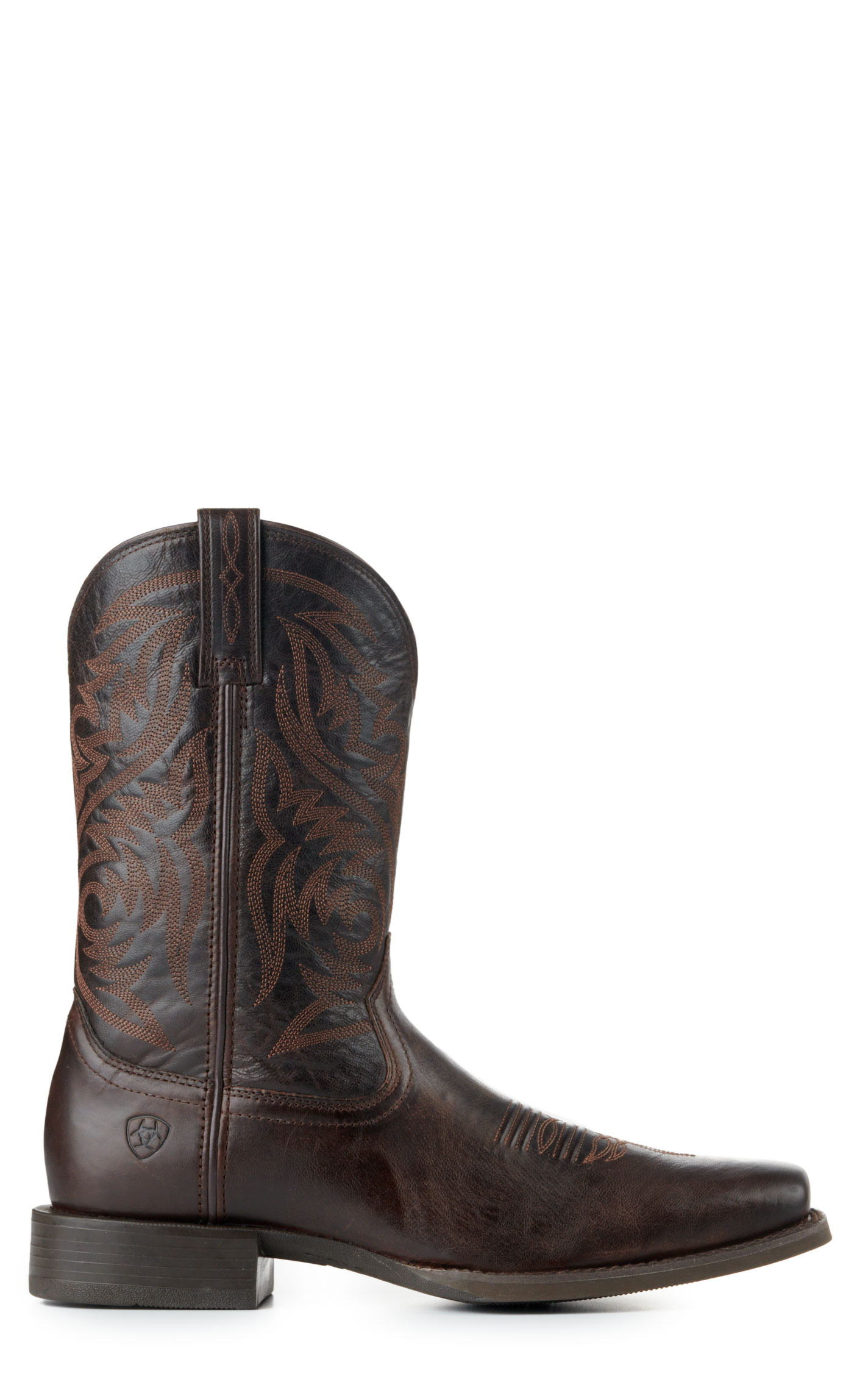 Ariat Men's Sport Herdsman Burnished Chocolate Punchy Square Toe Cowboy Boots - Image 1