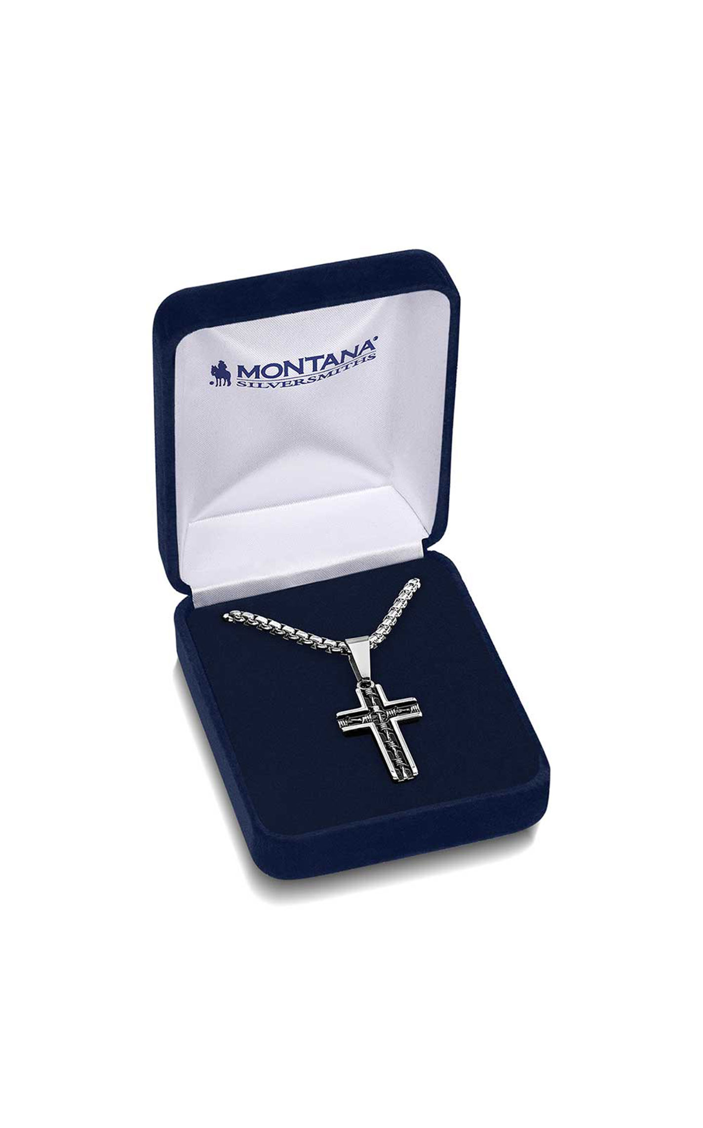Montana Silversmiths Silver & Barbed Wire Cross Necklace - Image 2