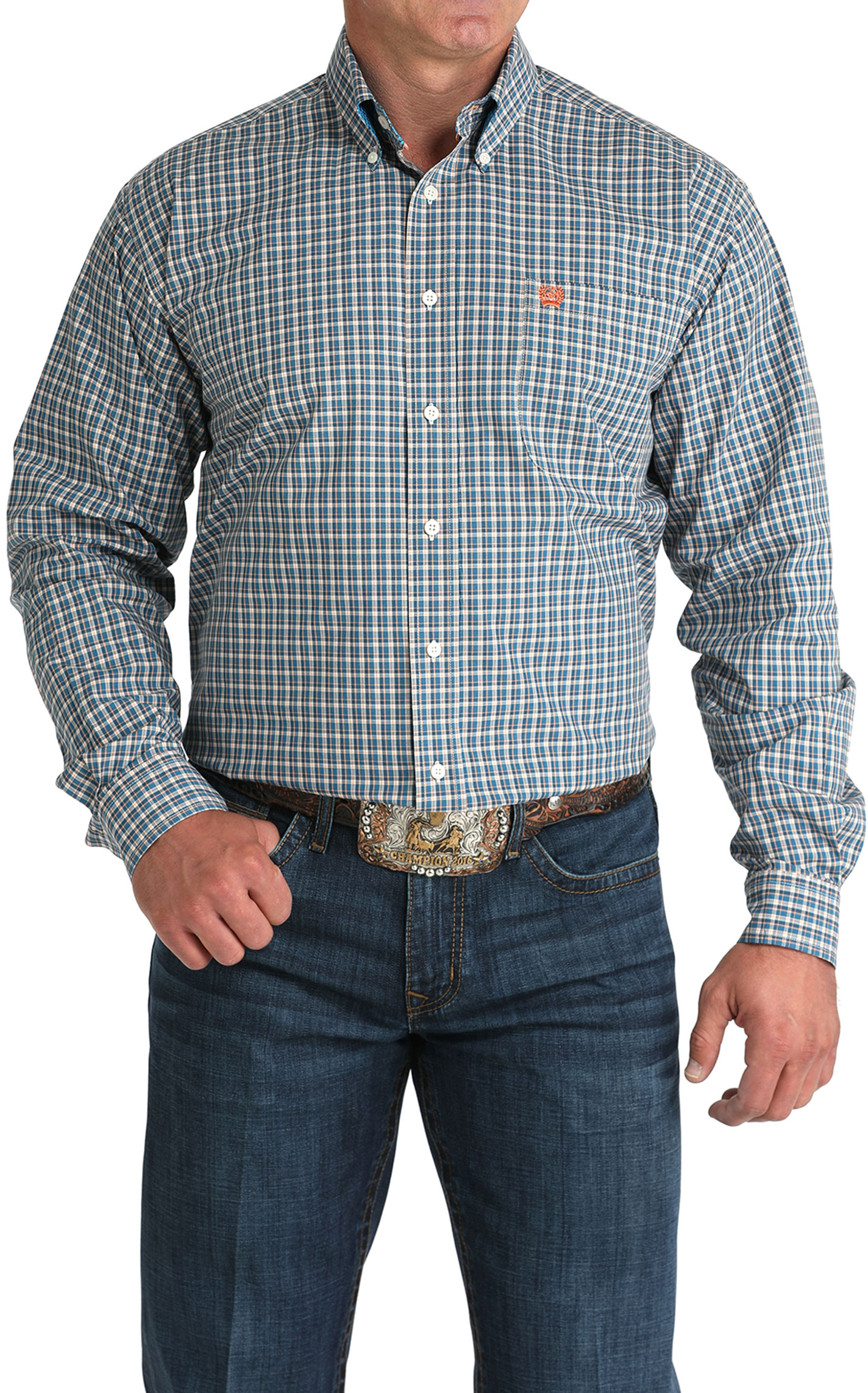 Cinch Men's Blue Plaid Western Shirt - Image 1