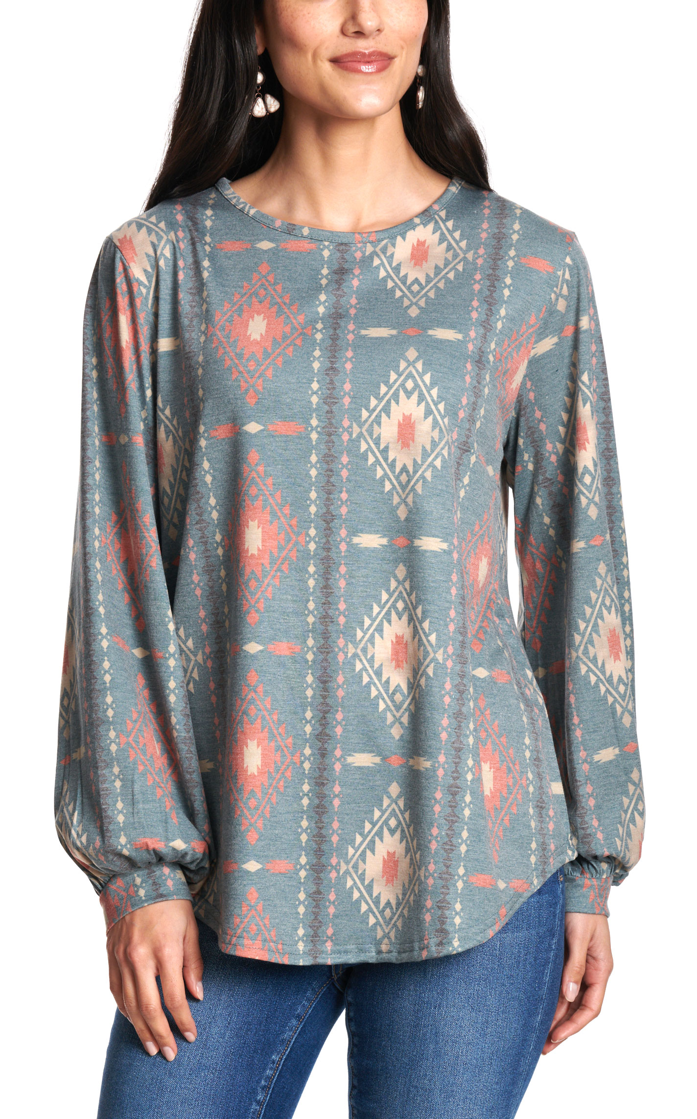 Montana Clothing Co. Women's Forest Aztec Striped Top - Image 1