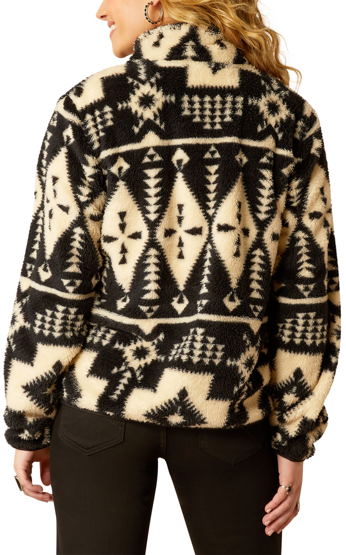 Ariat Women's Cream & Black Aztec Print Berber Pullover - Image 1