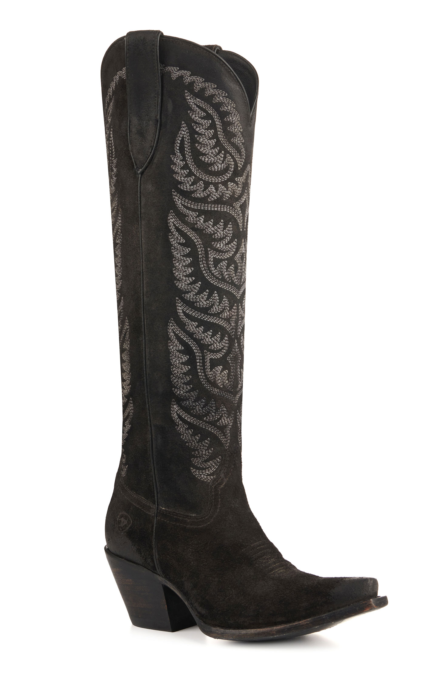 Ariat Women's Laramie Black Suede StretchFit Snip Toe Tall Cowboy Boots - Image 1