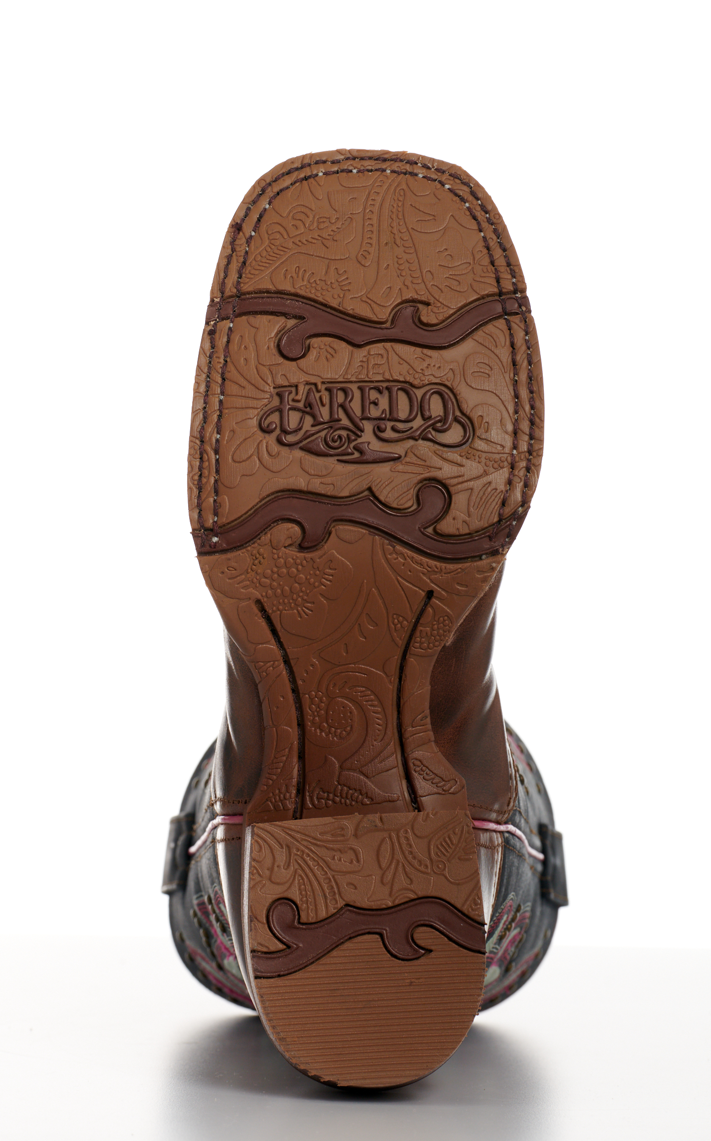 Laredo Women’s Lydia Tan and Blue with Studs Wide Square Toe Cowboy Boots - Image 1