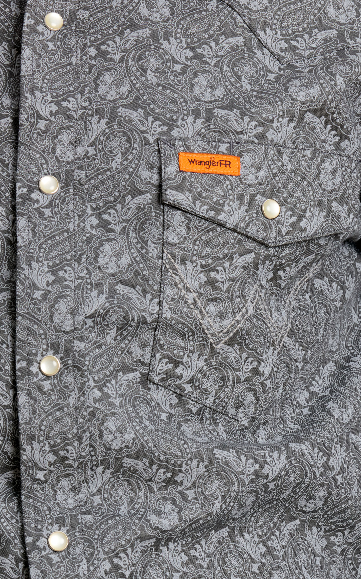Wrangler Men's FR Cement Paisley Western Work Shirt - Big & Tall Sizes - Image 3