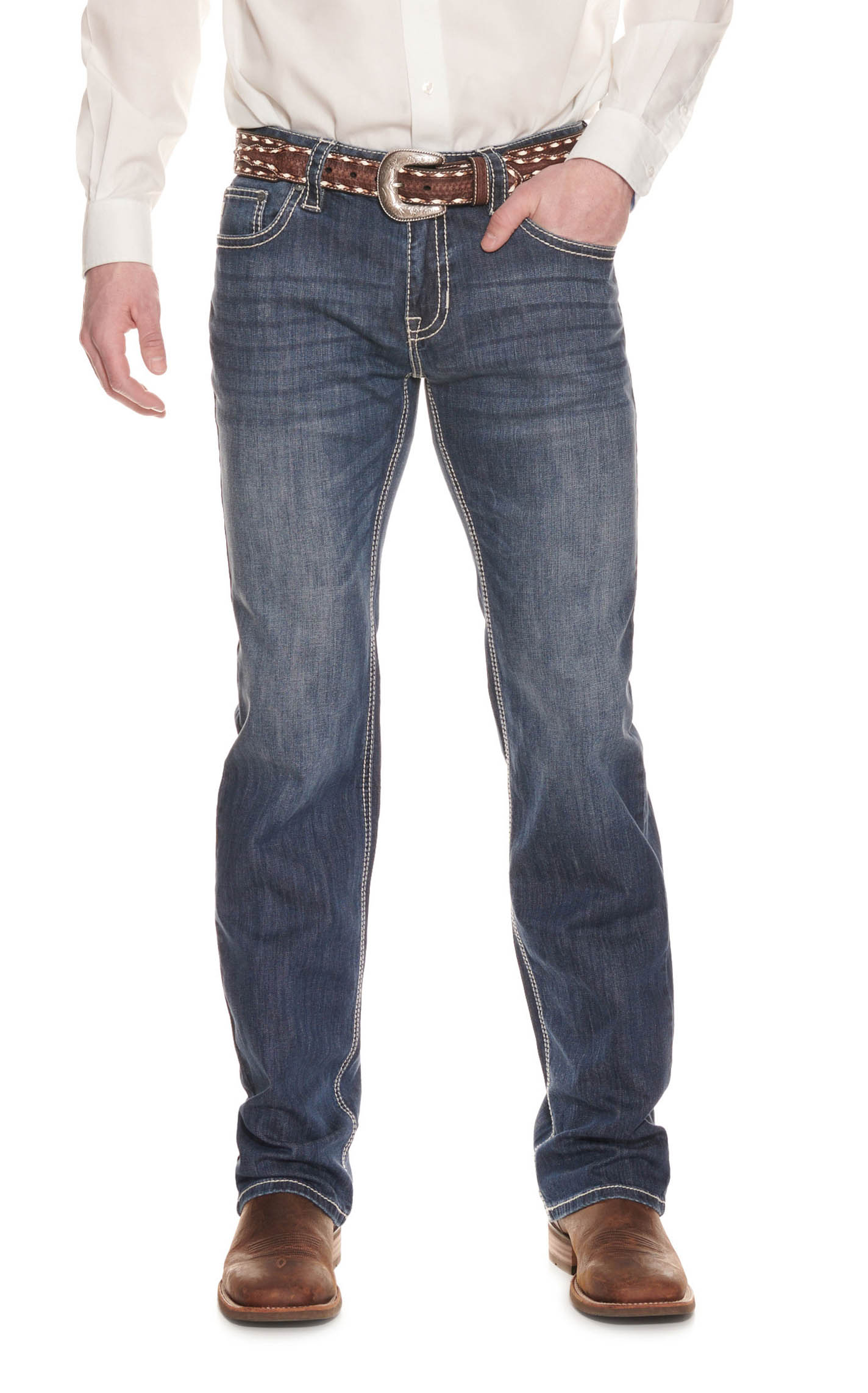 Rock & Roll Denim Men's Pistol Medium Wash Regular Fit ReFLEX Straight Leg Jeans - Image 1