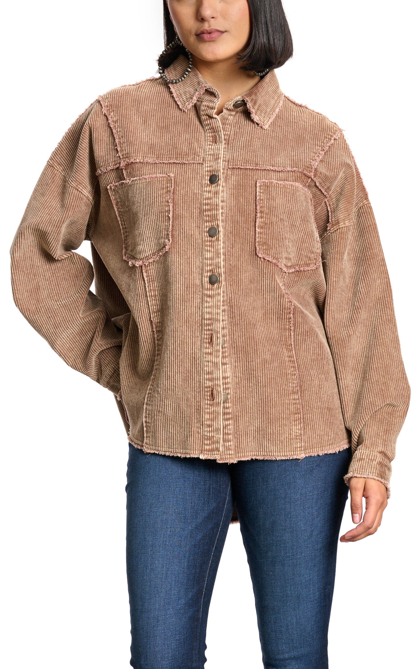 Southern Grace Women's Brown Sugar Corduroy Shacket - Image 1