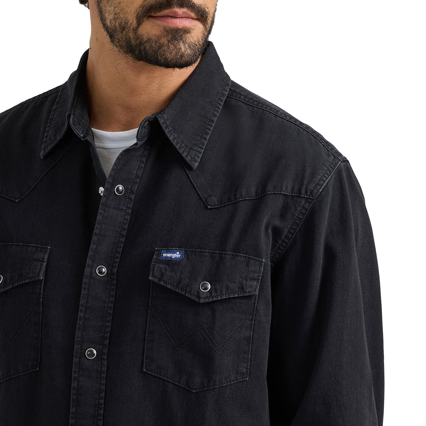 Wrangler Retro Men's Black Denim Western Shirt - Image 1