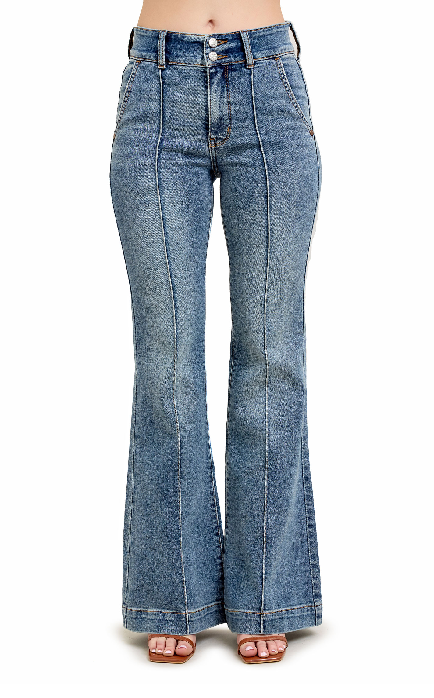 Judy Blue Women's Medium Wash High Rise Trouser Flare Jeans - Image 1