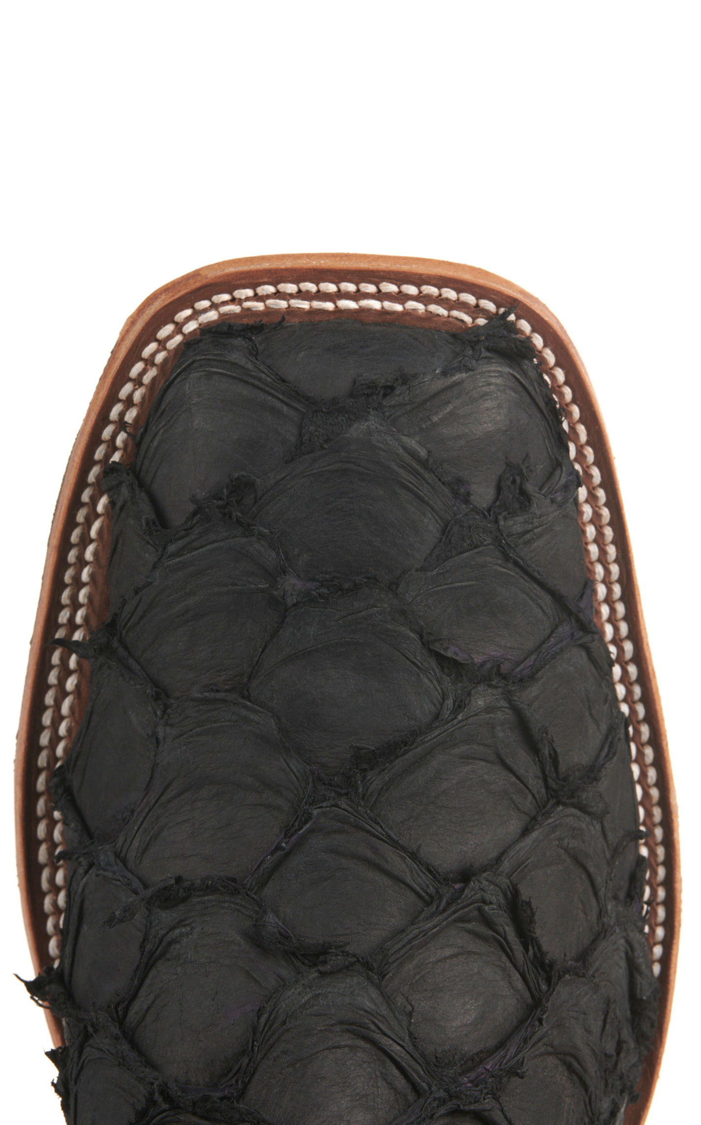 Anderson Bean Men's Black Pirarucu Wide Square Toe Exotic Cowboy Boots - Image 1