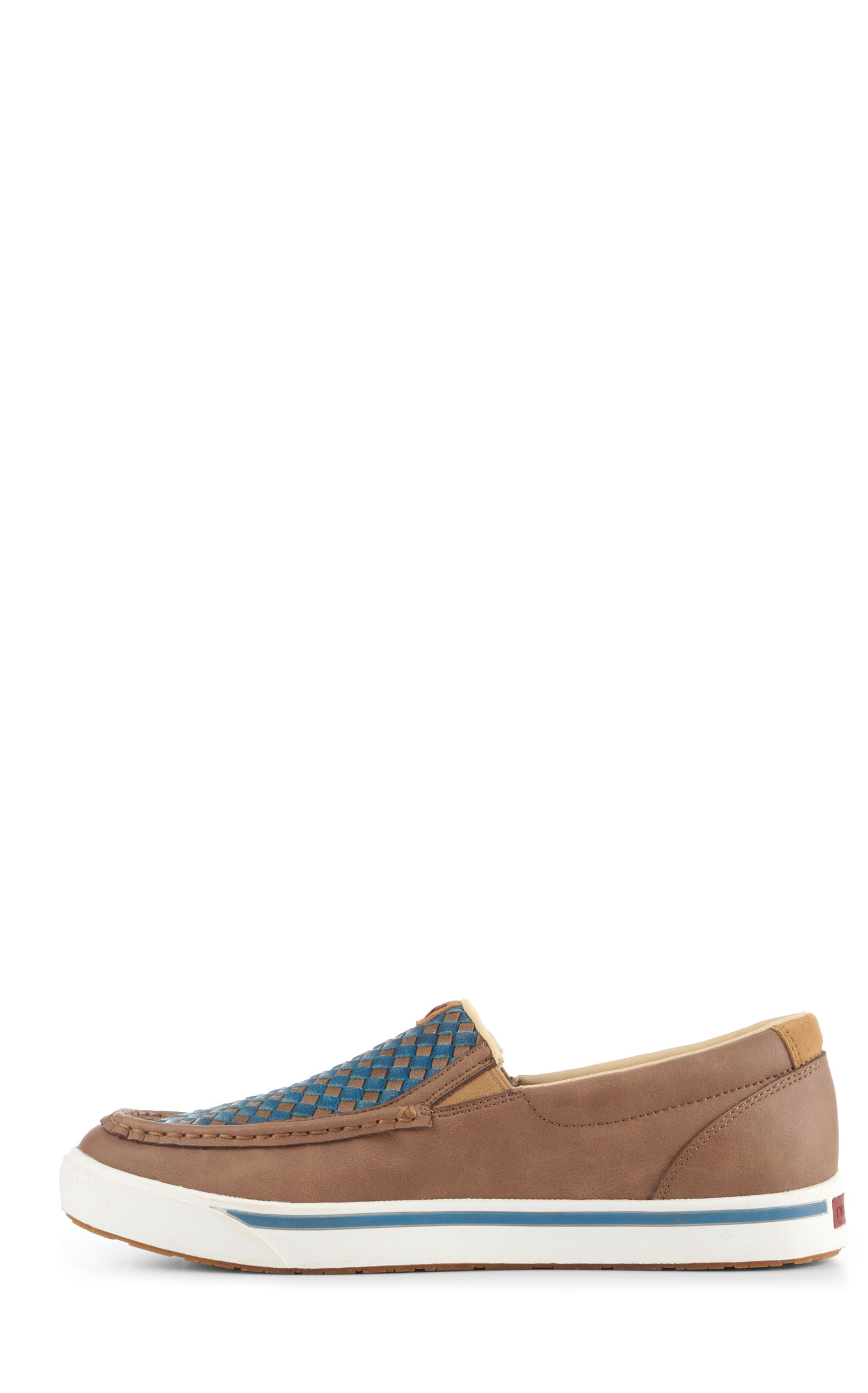 Twisted X Men's Toasted Coconut with Blue Basketweave Insert Moc Toe Slip On Casual Shoes - Image 1