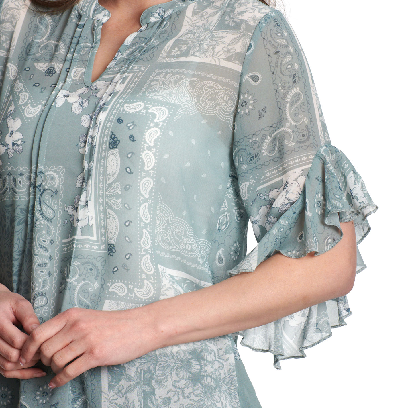 Cowgirl Hardware Women’s Blue Patchwork Floral Top - Image 1