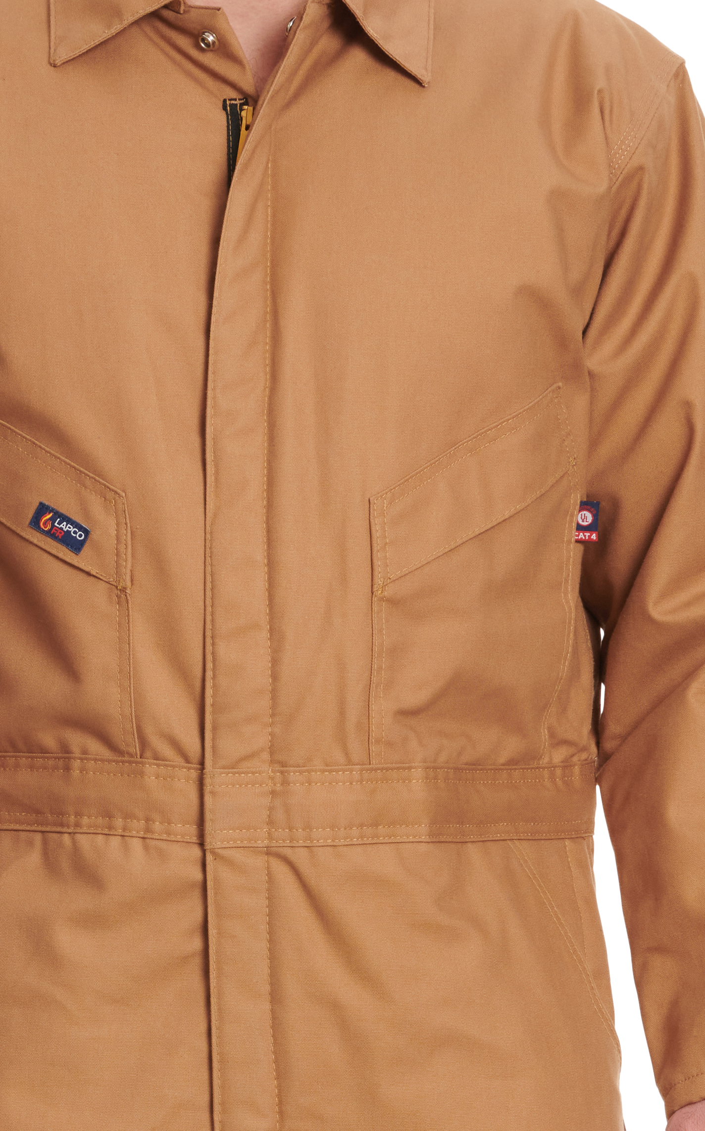 Lapco FR Cinnamon Brown 9 oz. Insulated Wind-Shielding Coveralls - Image 4