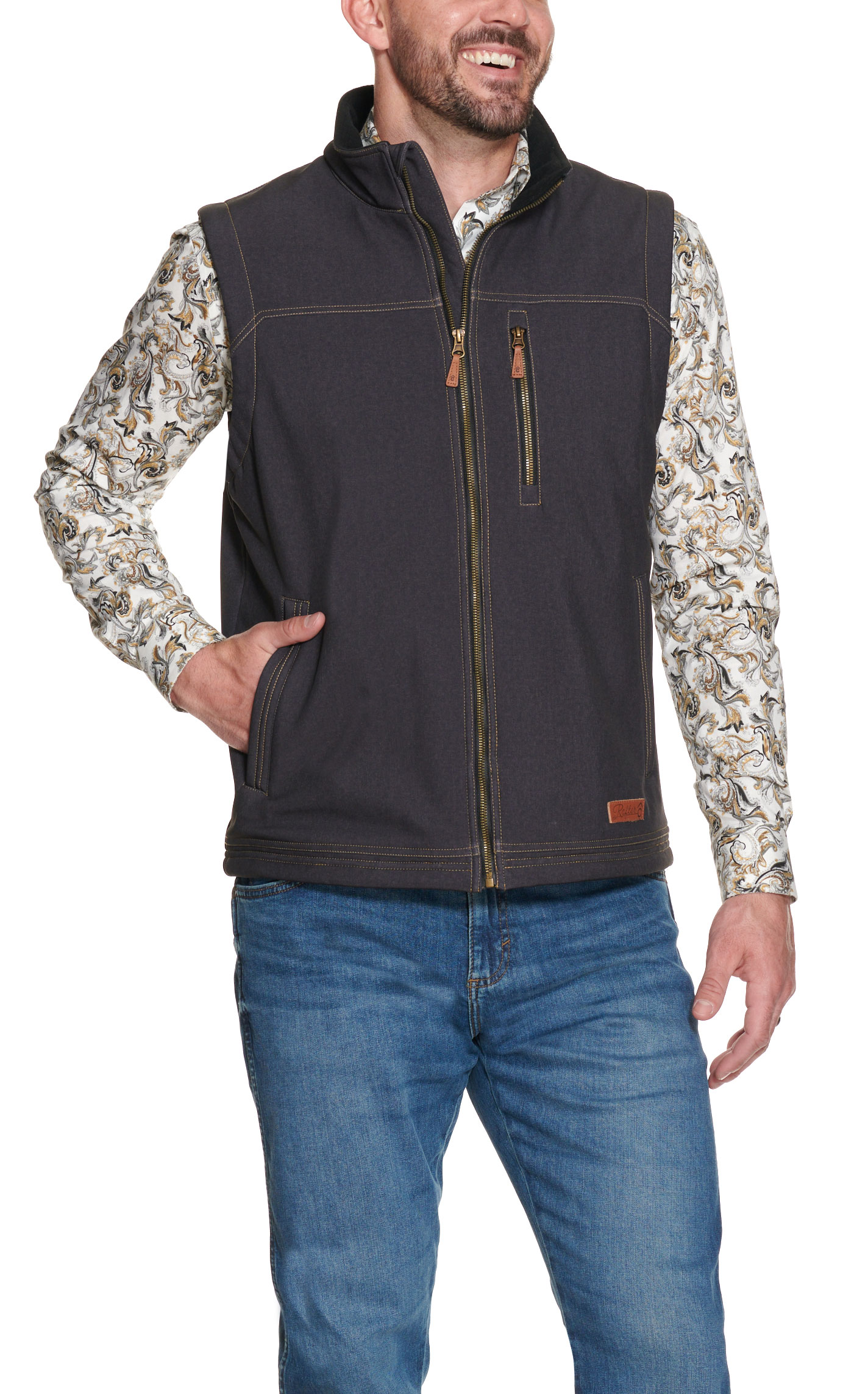 Rafter C Men's Black Bonded Vest - Big & Tall Sizes - Image 1