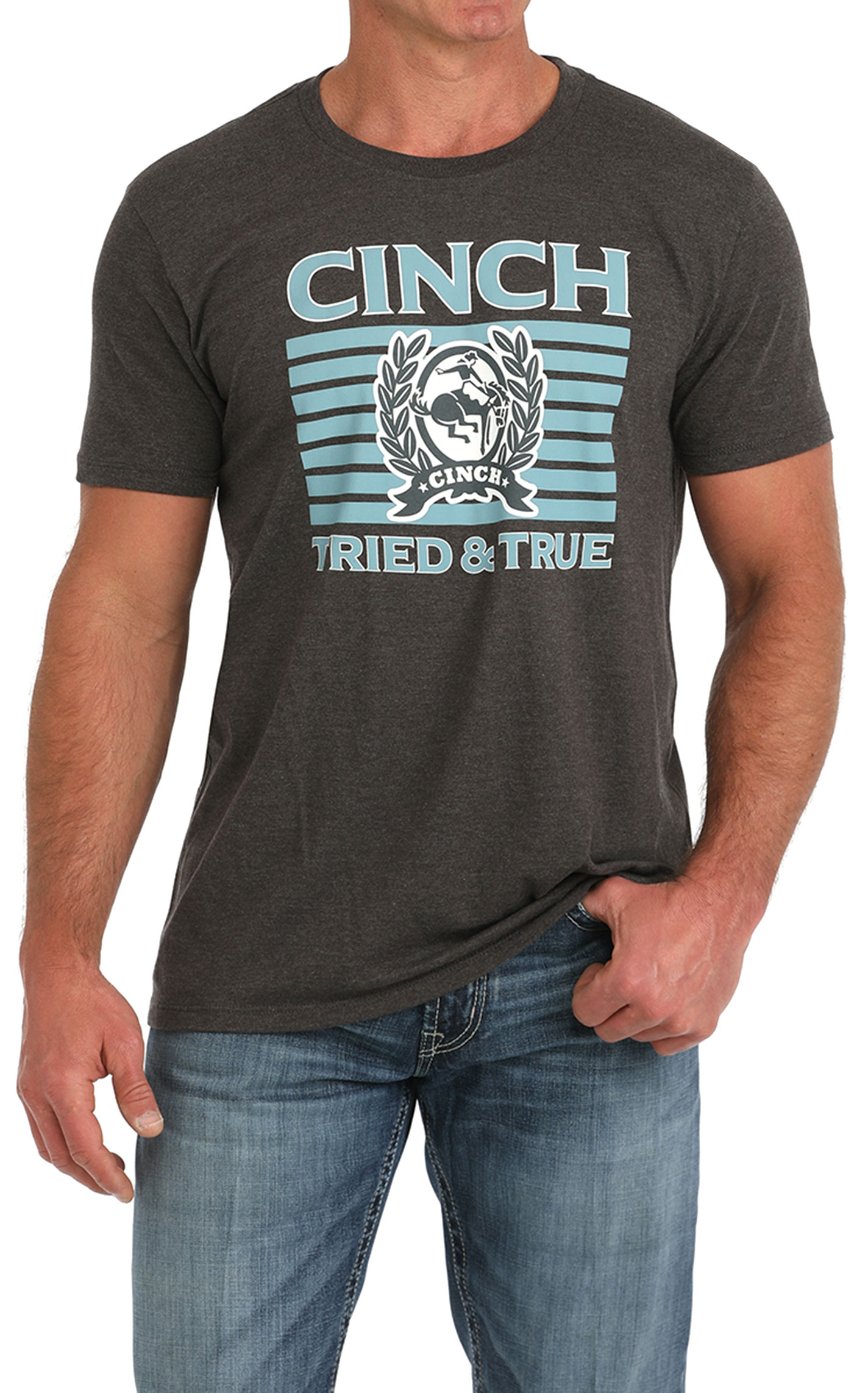 Cinch Men's Charcoal Tried & True Logo Graphic T-Shirt - Image 1