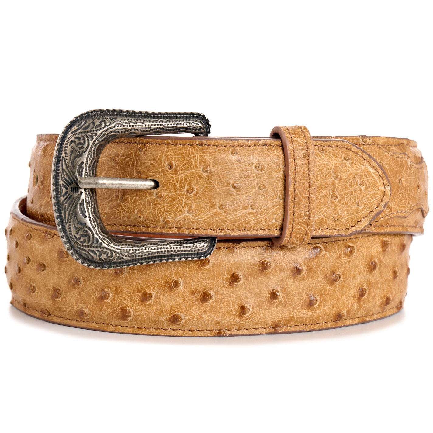 Cavender's Men's Butterscotch Full Quill Ostrich Exotic Western Belt - Image 1