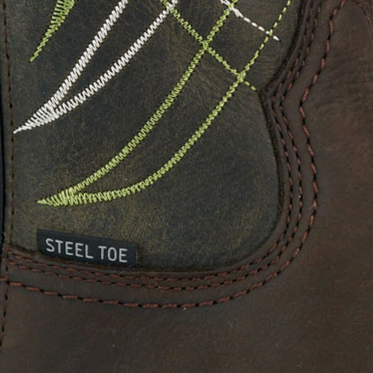 Ariat Men’s Dark Brown and Moss Green Activator Waterproof Wide Square Steel Toe Work Boots - Image 1