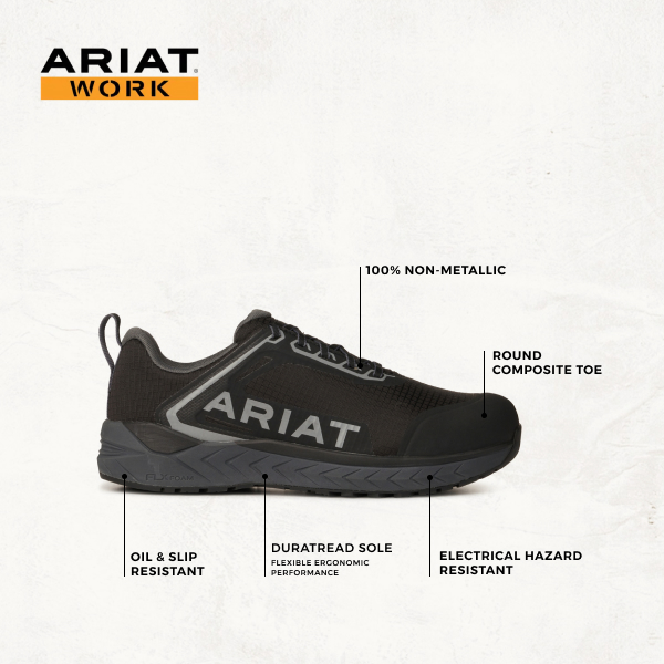 Ariat Men's Outpace Black Round Composite Toe Lace Up Work Shoe - Image 1