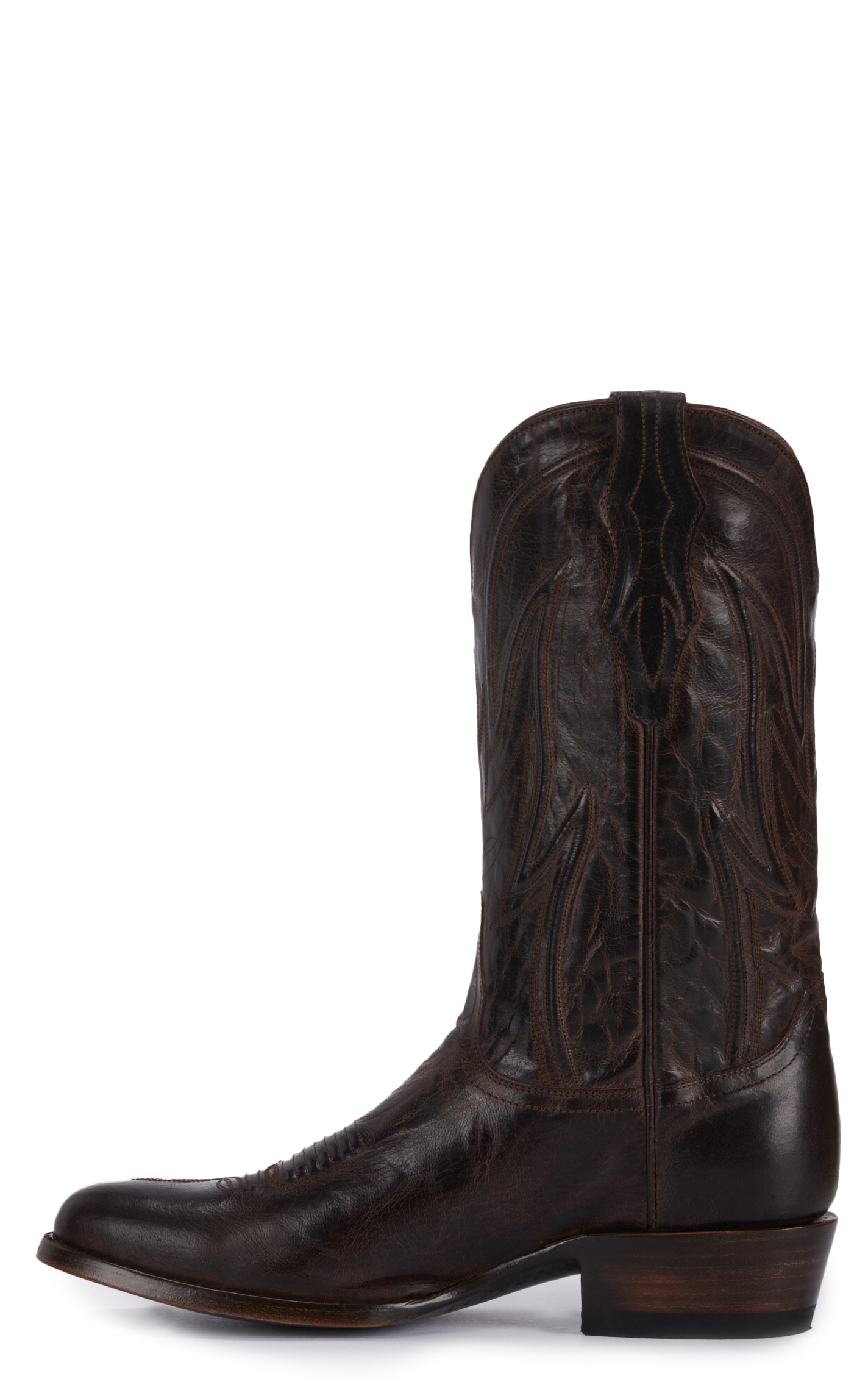JRC & Sons Men's Colton Mad Dog Goat Leather Round Toe Cowboy Boot in Chocolate Brown - Image 1