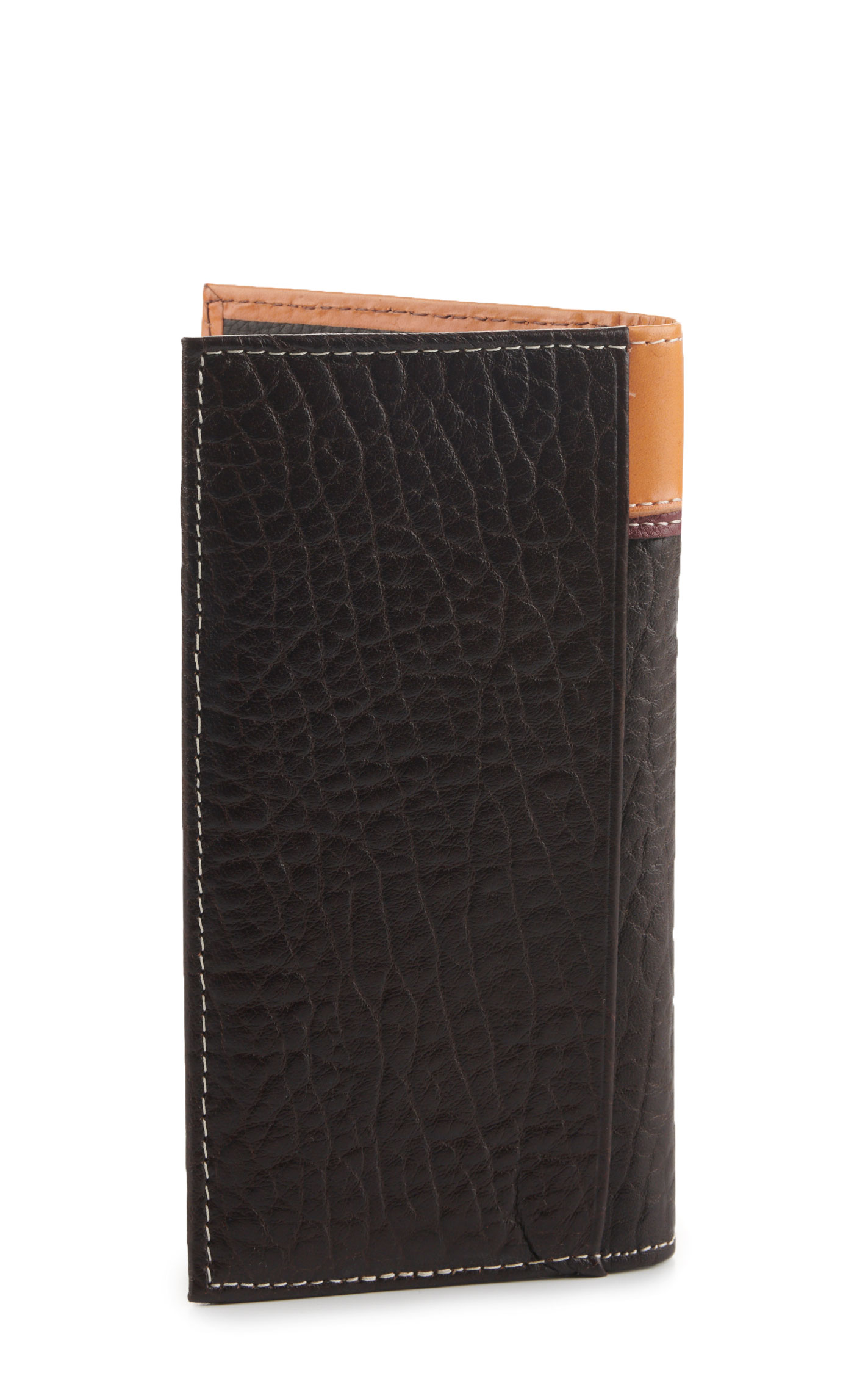 Rafter C Men’s Dark Tooled Leather Burgundy Underlay Checkbook Cover Rodeo Wallet - Image 1
