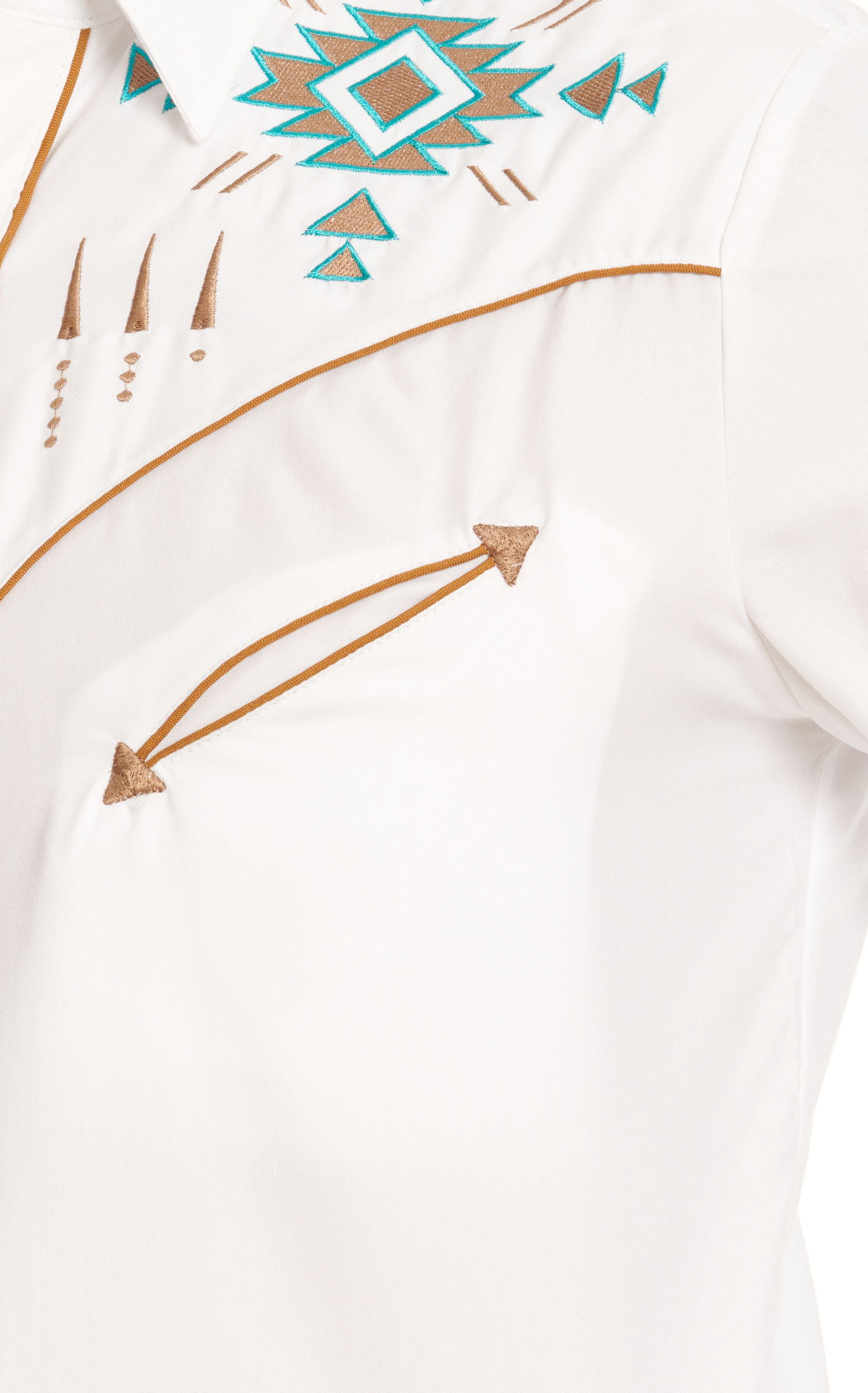 Ranger's Legend Men's White & Turquoise Antique Aztec Embroidery Long Sleeve Western Shirt - Image 1