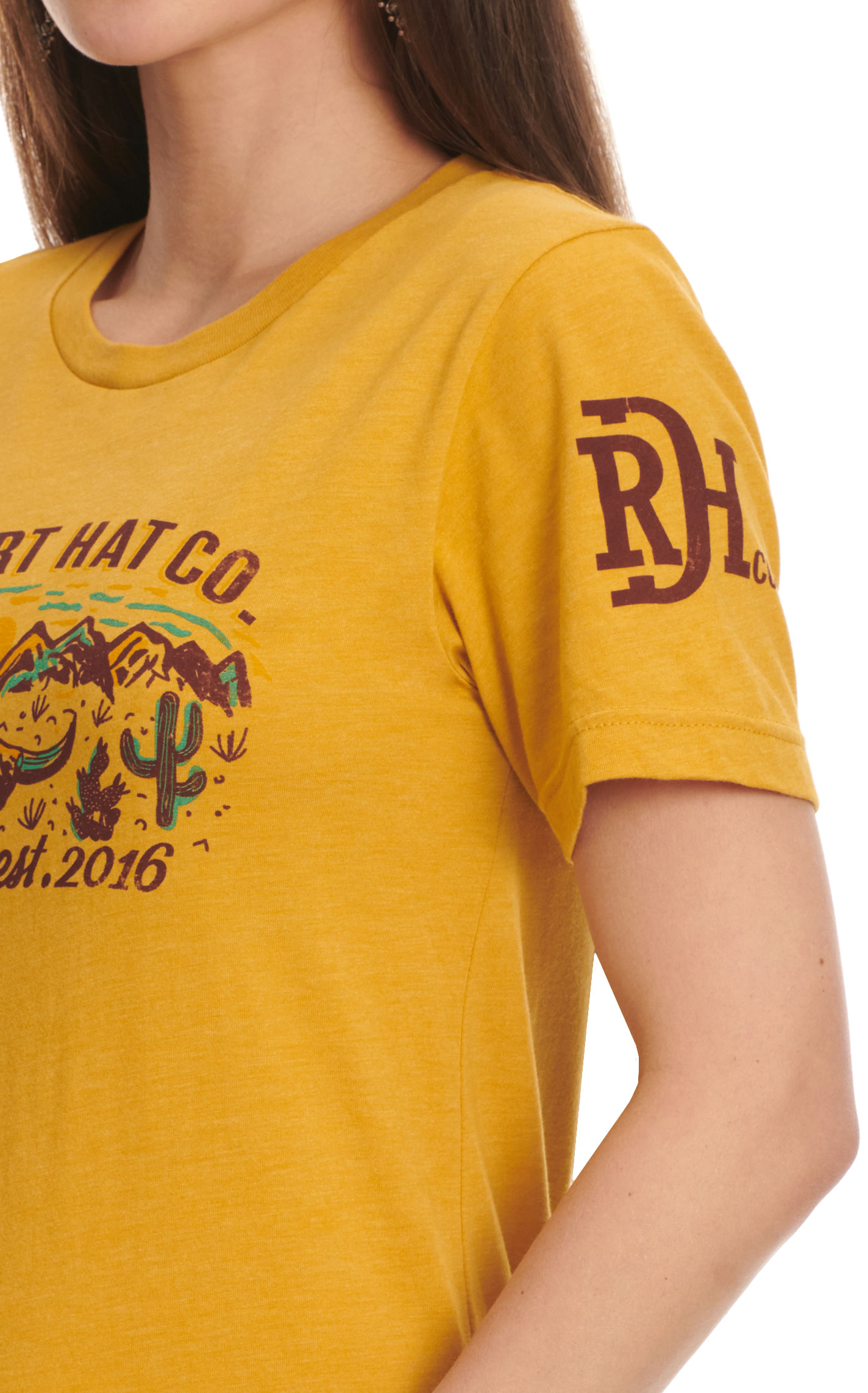 Red Dirt Hat Company Women's Honey Mustard & Desert Logo Graphic T-Shirt - Image 1