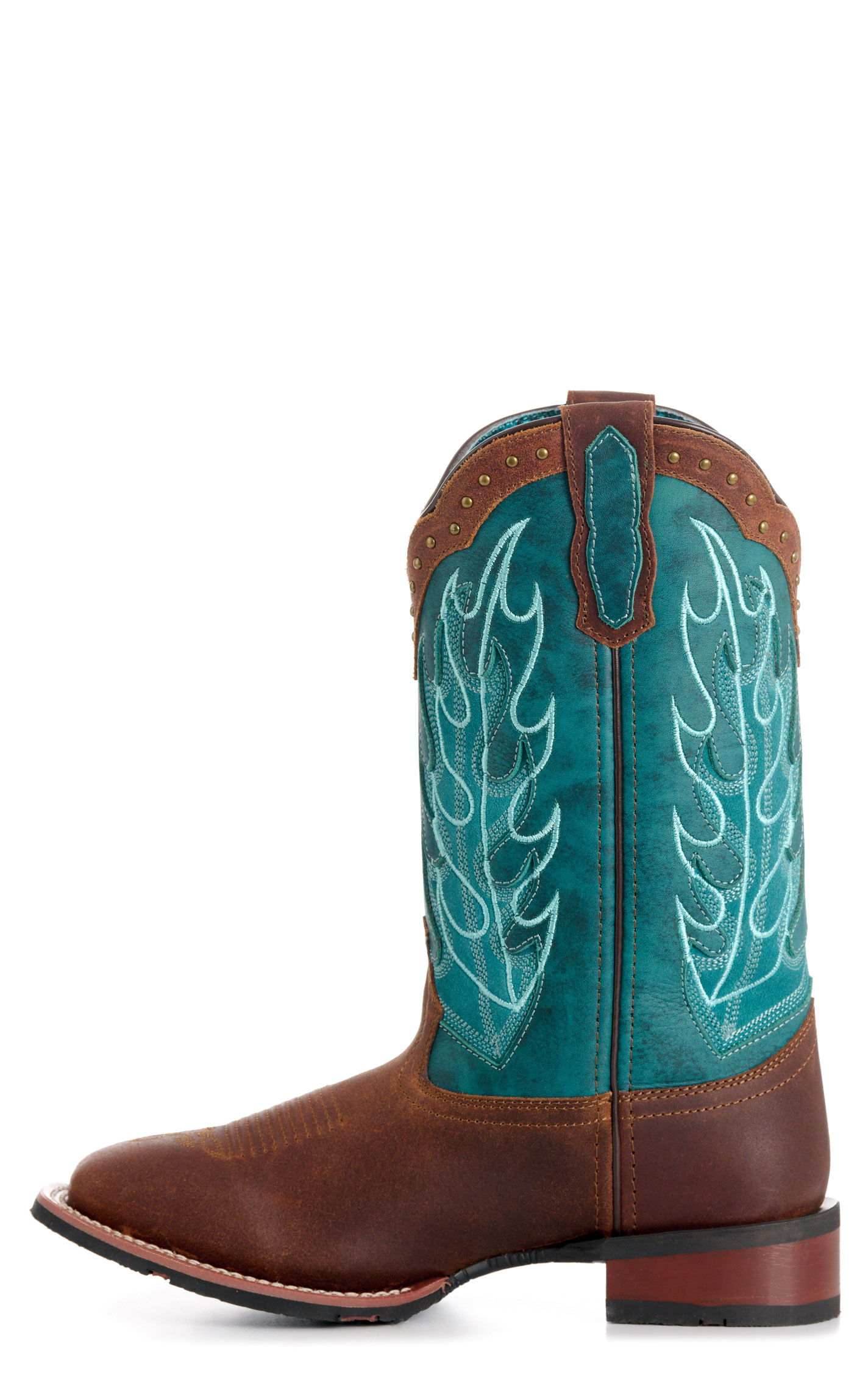 Laredo Women’s Faye Rust and Turquoise Stockman Broad Square Toe Cowboy Boots - Image 1