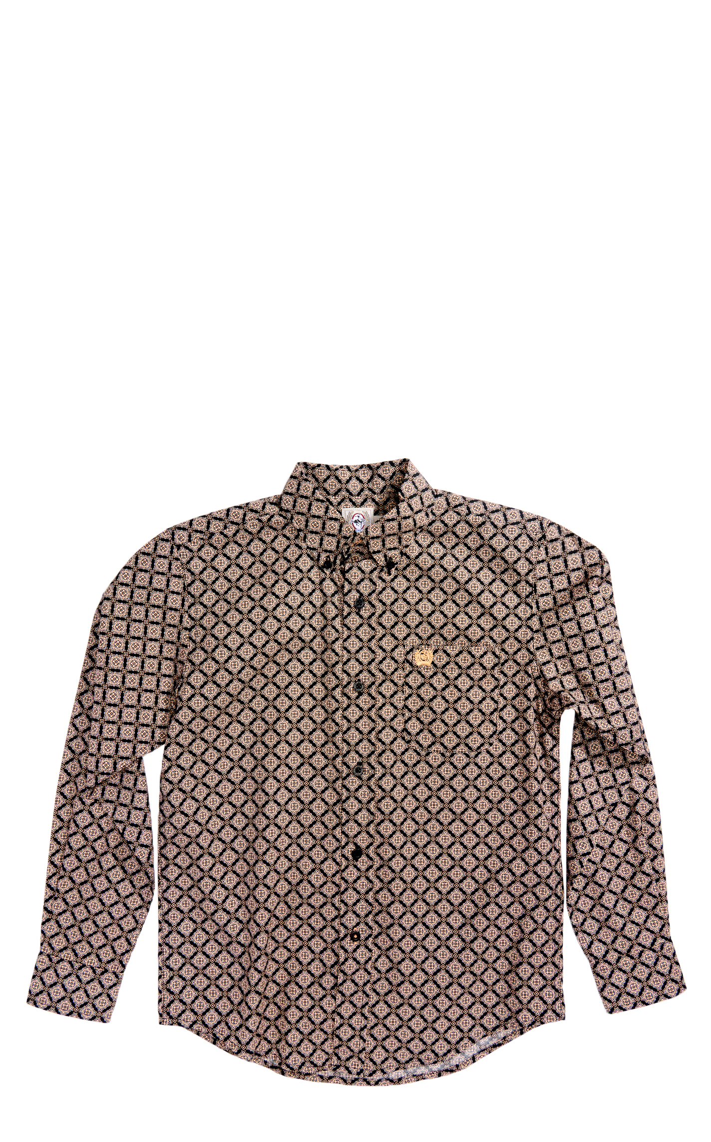 Cinch Boy's Black & Antique Gold Geo Print Western Shirt - Image 1