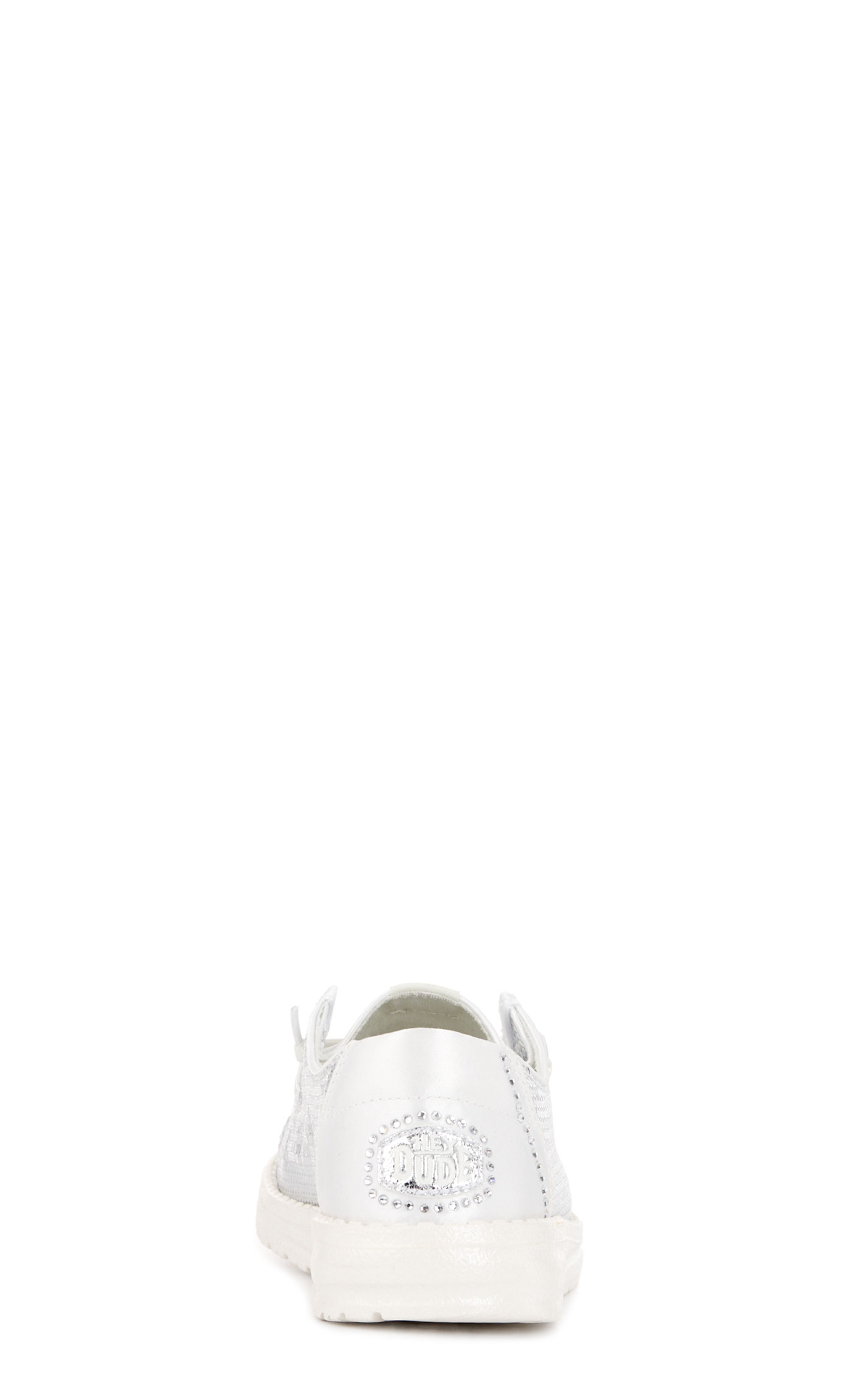 Hey Dude Women’s Wendy Disco Silver and White Sequin Casual Shoes - Image 1