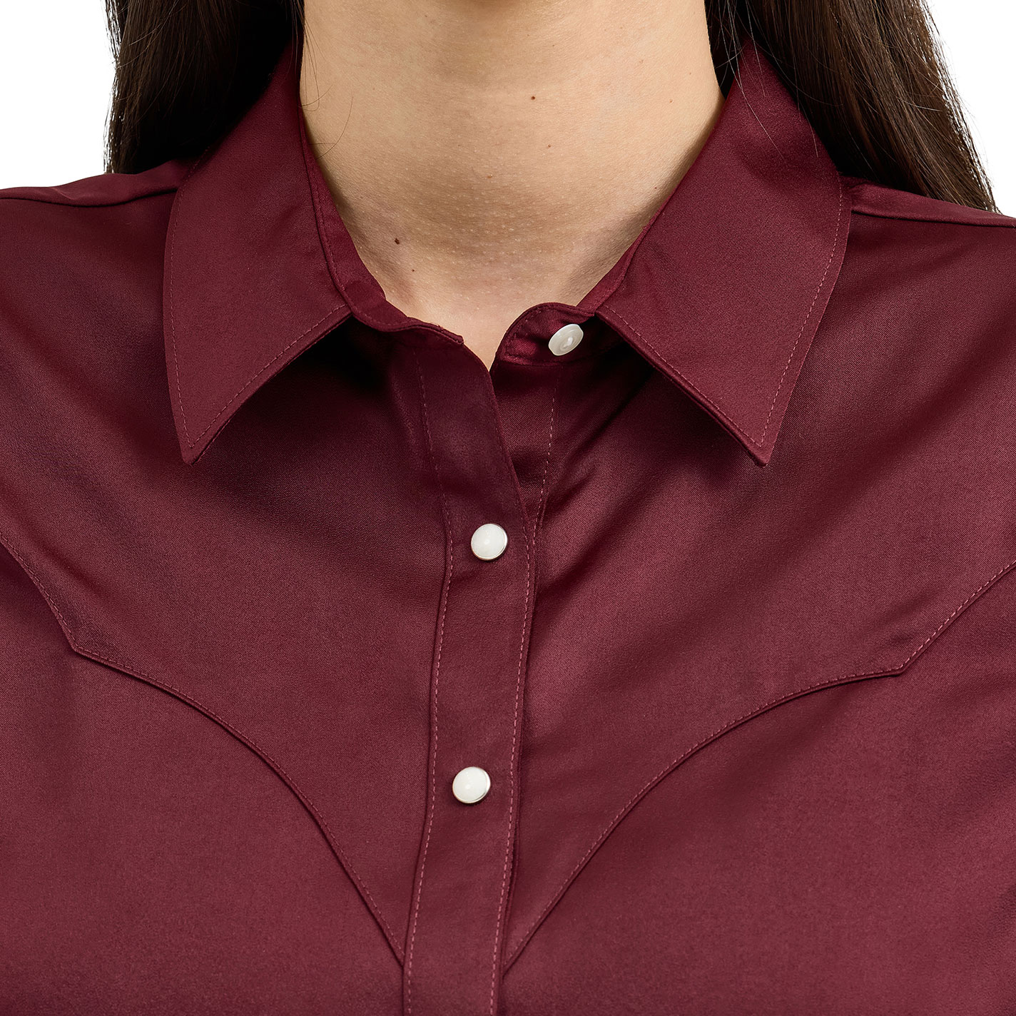 Wrangler Retro Women's Port Wine Satin Rodeo Blouse - Image 1