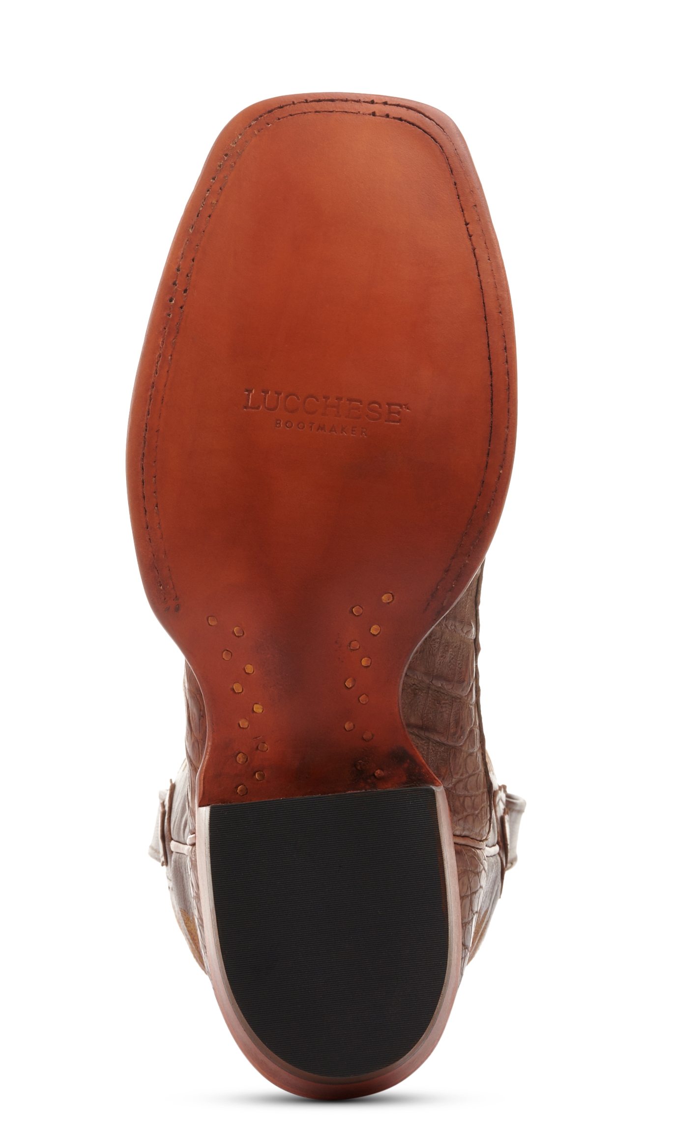 Lucchese Men's Tan Burnish Hornback Tail Wide Square Toe Exotic Cowboy Boots - Image 1