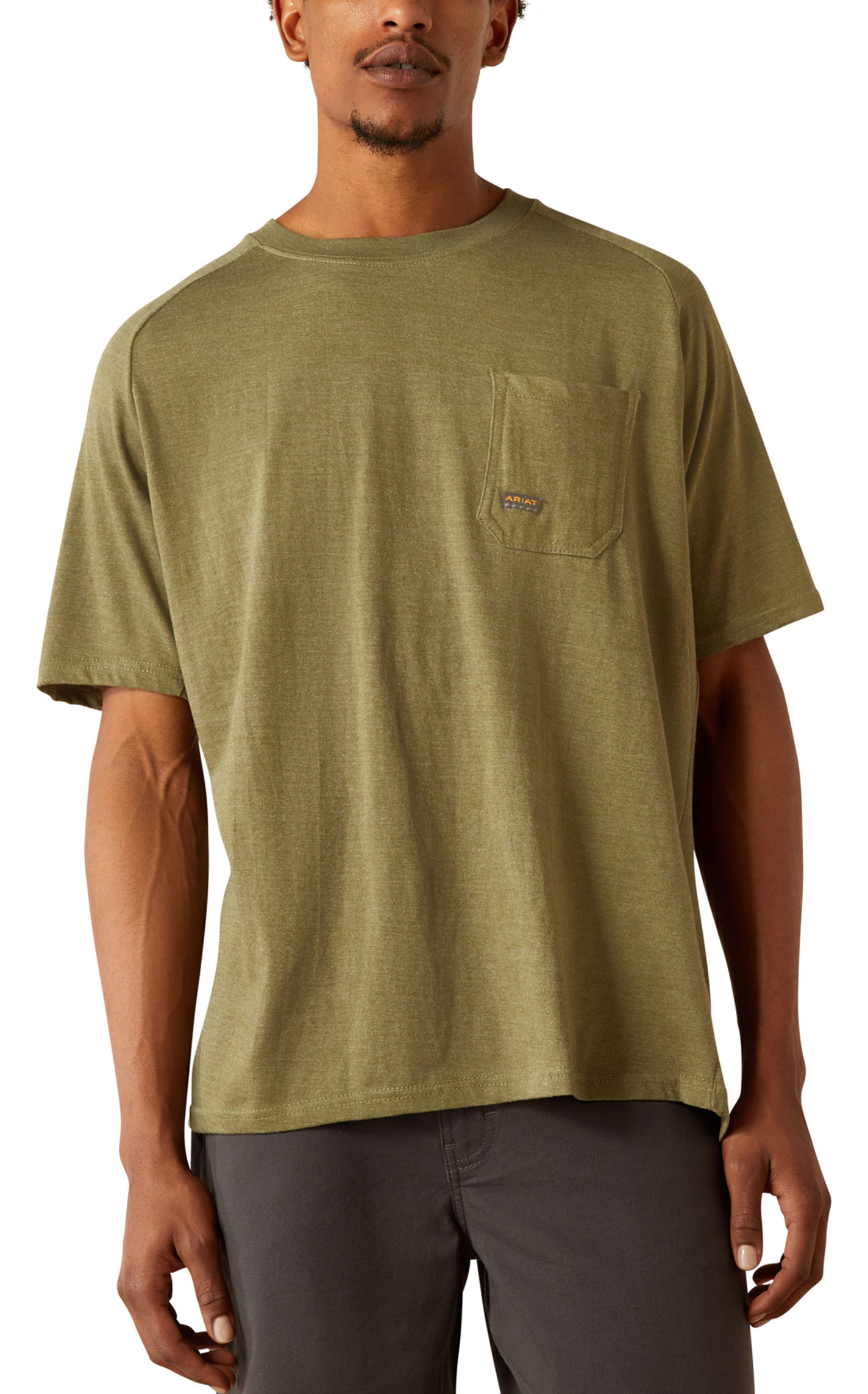 Ariat Rebar Men's Toasted Olive Logo Graphic Work T-Shirt - Image 2