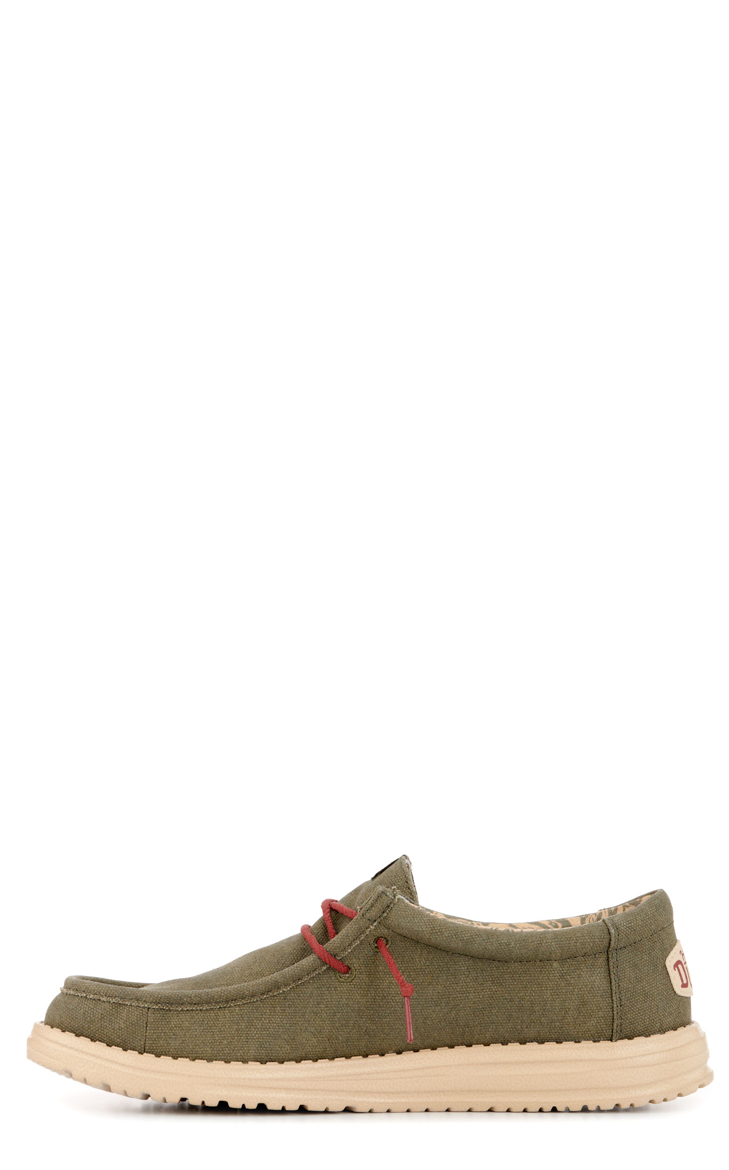 Hey Dude Men's Wally Waxed Canvas Olive Lace Up Casual Shoes - Image 1