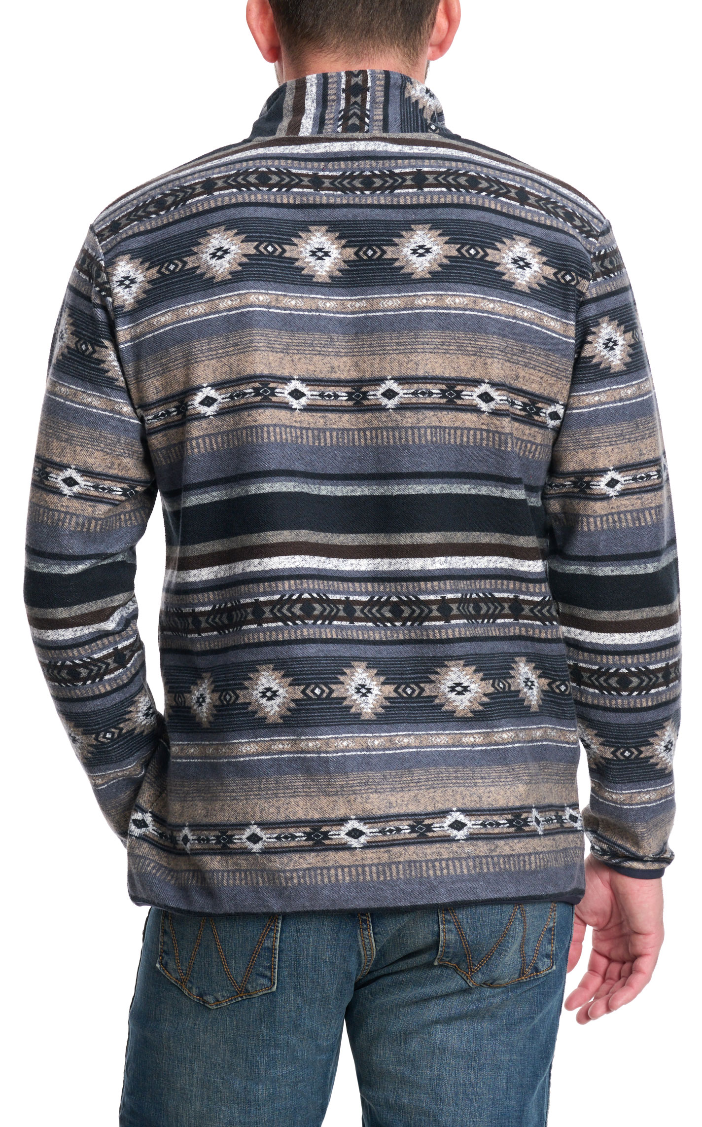 Rafter C Men's Red Dirt Collection Black & Gray Aztec 1/4 Zip Pullover - Image 1