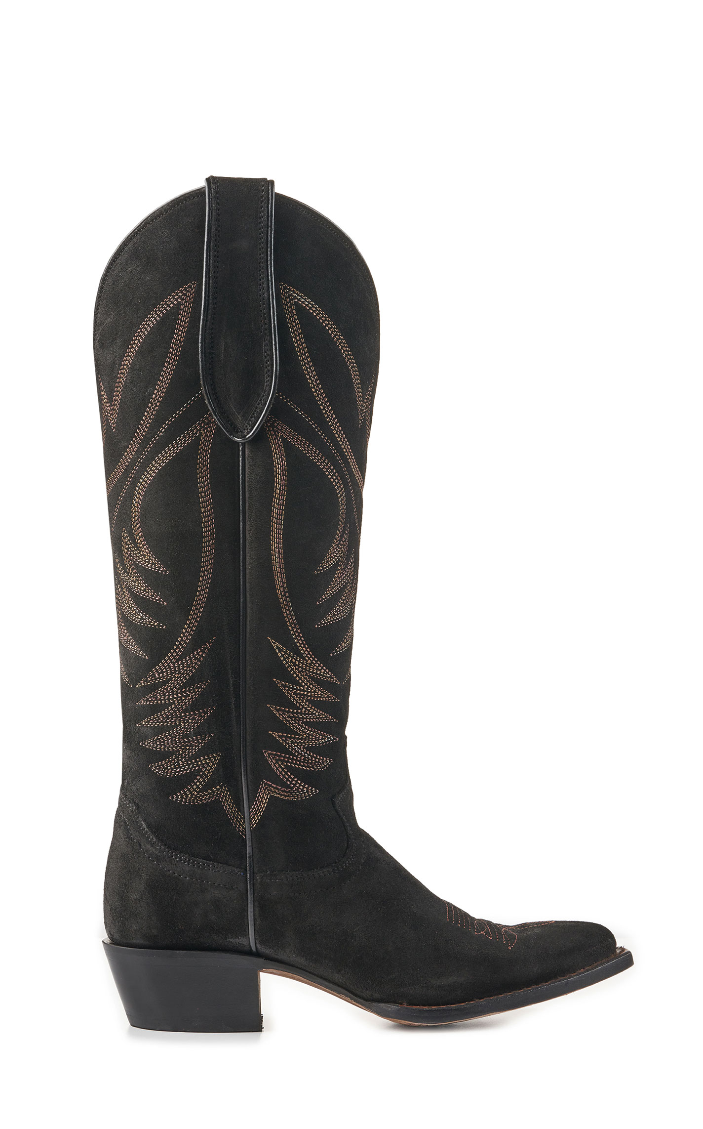 Justin Women's Clara Black Suede Medium Round Toe Tall Cowboy Boots - Image 1