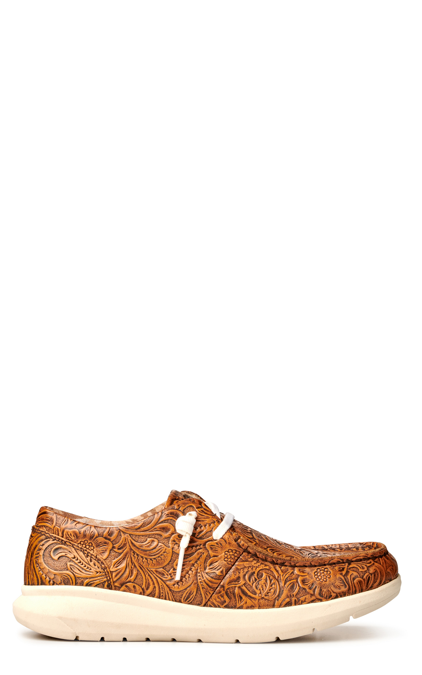 Ariat Women's Hilo Brown Floral Embossed Moc Toe Lace Up Casual Shoe - Image 1