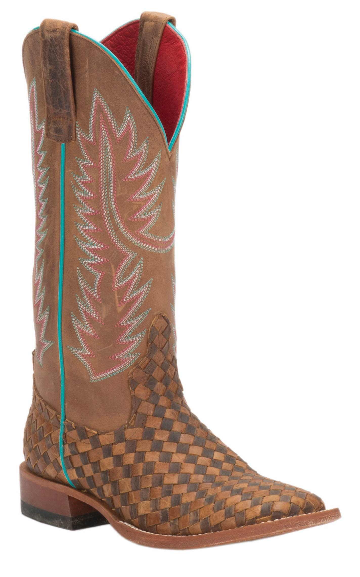 Anderson Bean Women's Macie Bean Toast and Honey Woven Square Toe Cowboy Boots - Image 1
