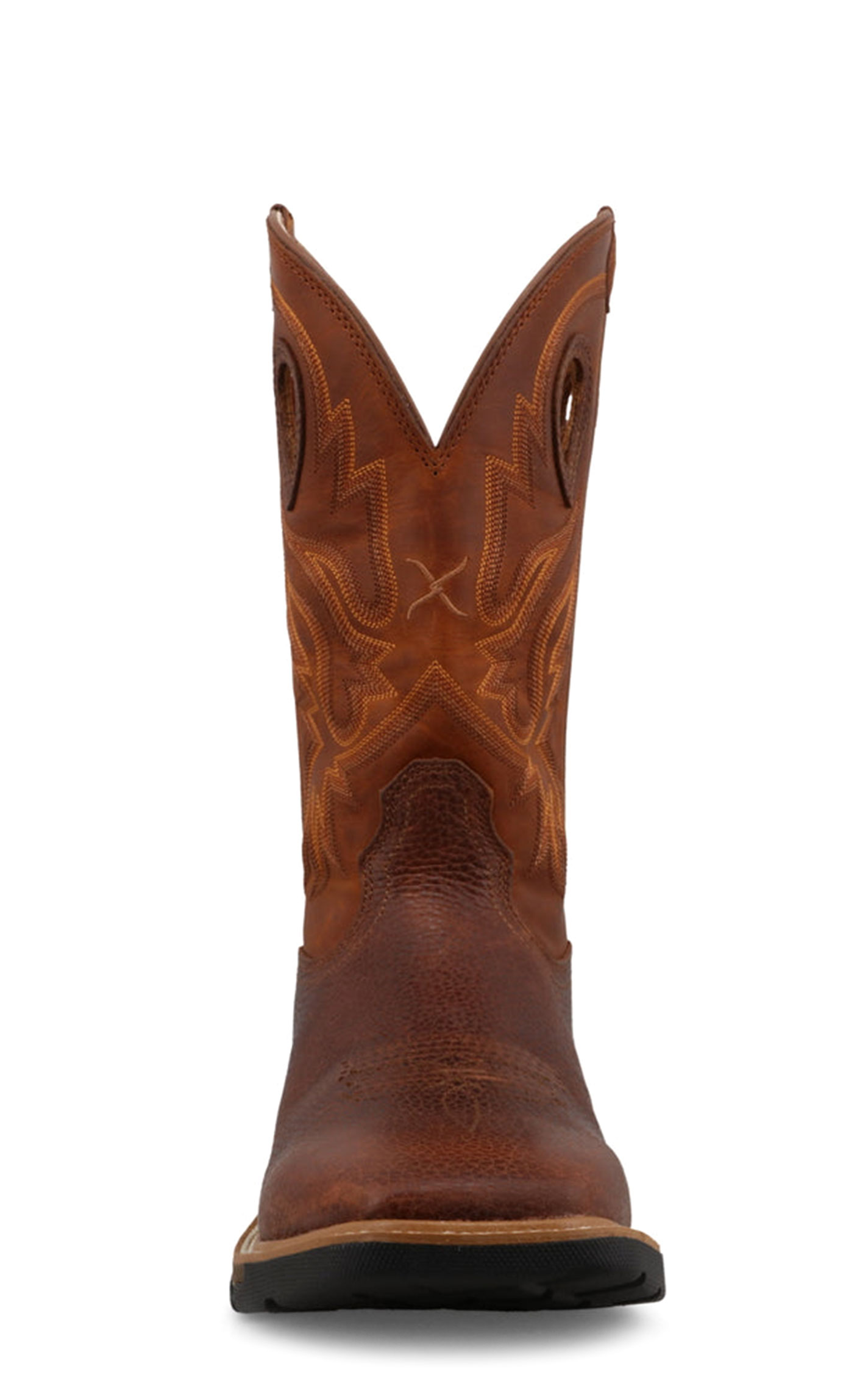 Twisted X Men’s Ginger and Rust CellStretch Leather Wide Square Toe Work Boots - Image 1