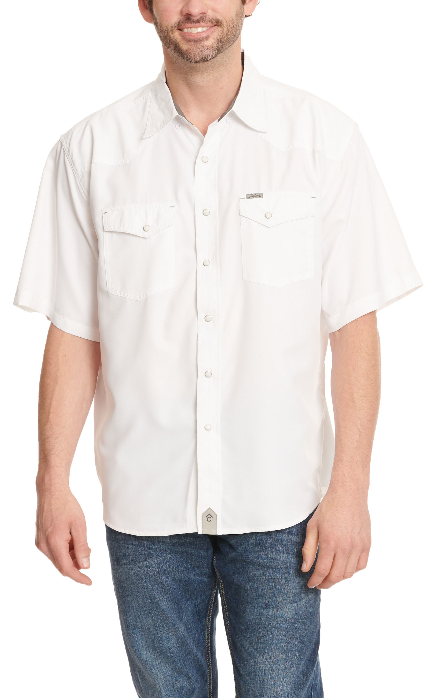 Rafter C Outdoors Men's White Short Sleeve Fishing Shirt - Image 1