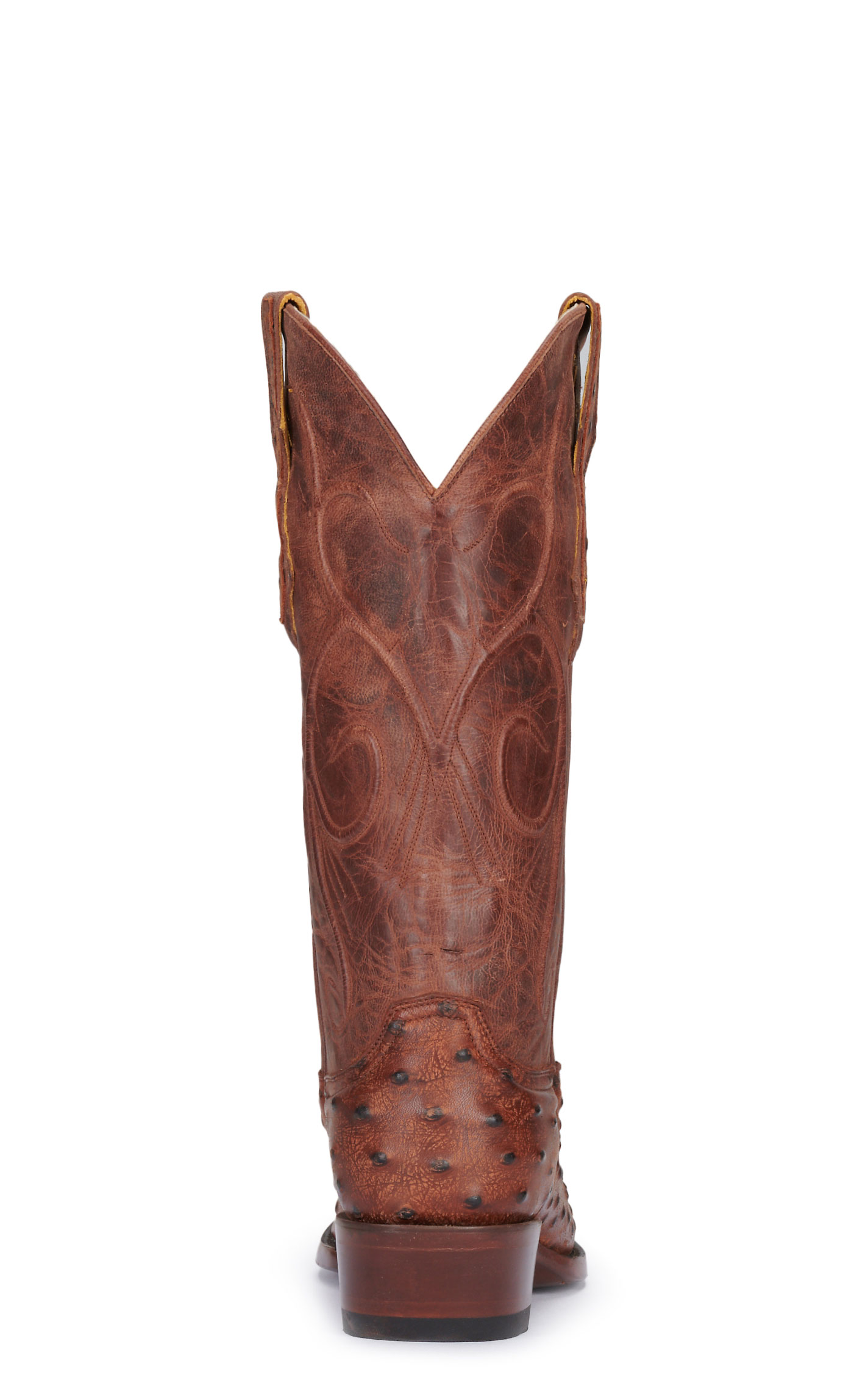 Cavender's Men's Almond Ostrich Print Round Toe Cowboy Boots - Image 1