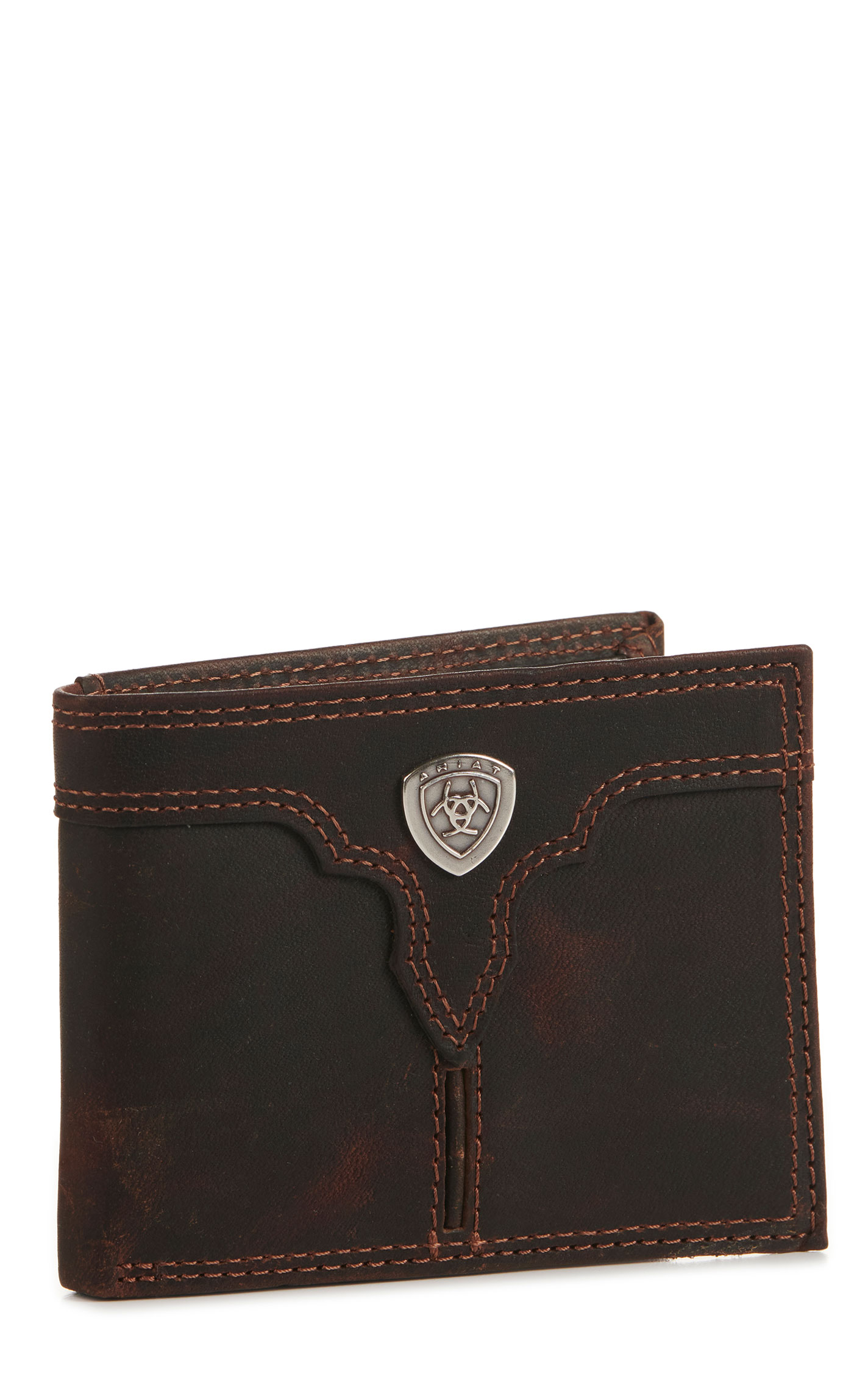 Ariat Men's Dark Brown with Shield Bifold Wallet - Image 1