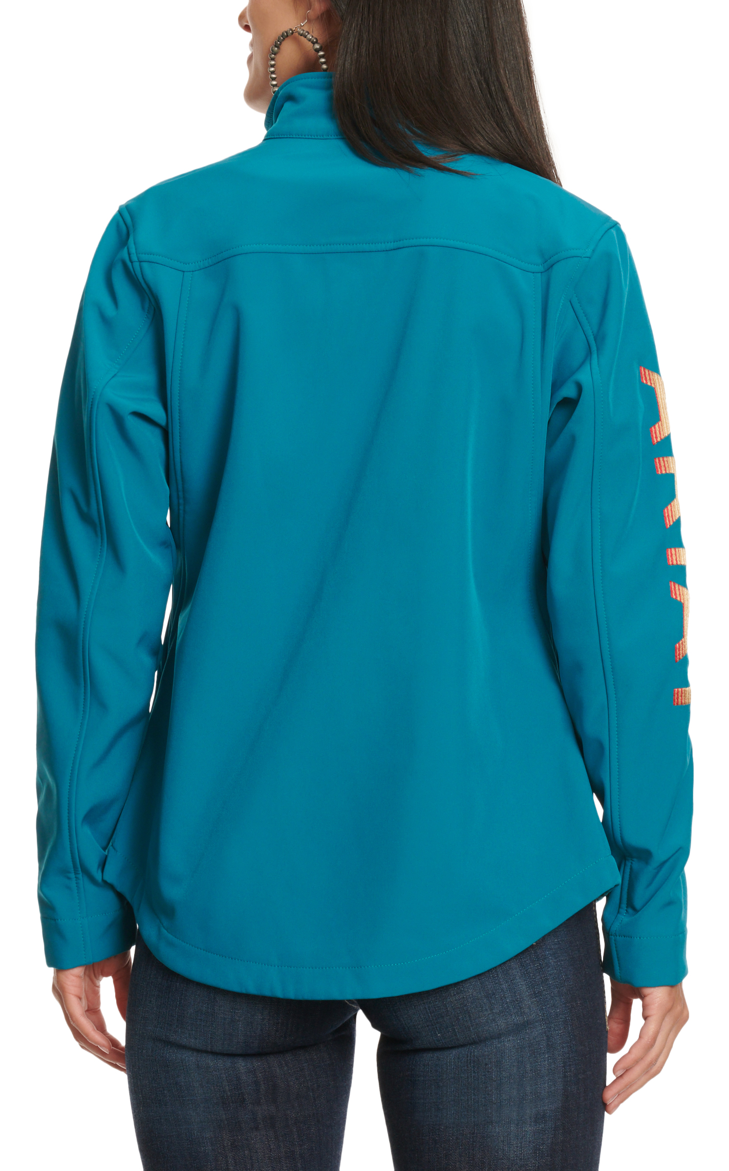 Ariat Women's Turquoise & Serape Print Logo Sleeve Softshell Jacket - Image 1
