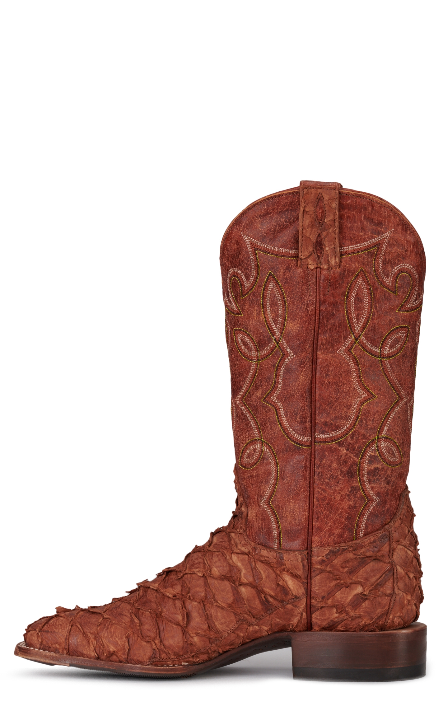 Cavender's Men's Mango Buffalo and Peanut Piracuru Wide Square Toe Exotic Cowboy Boots - Image 1