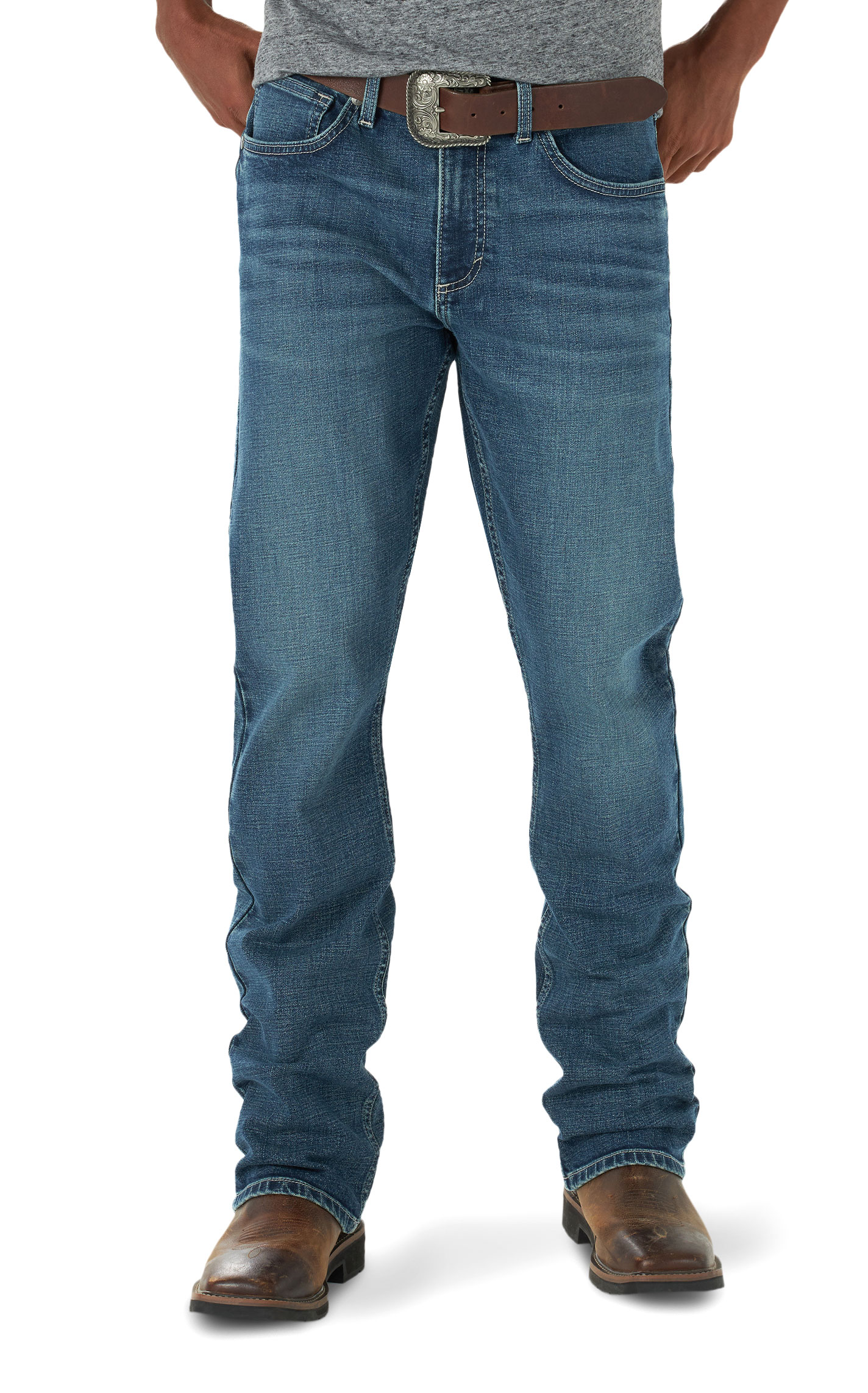 Wrangler 20X Men's No. 44 Medium Wash Low Rise Straight Leg Jeans - Extended Sizes - Image 1