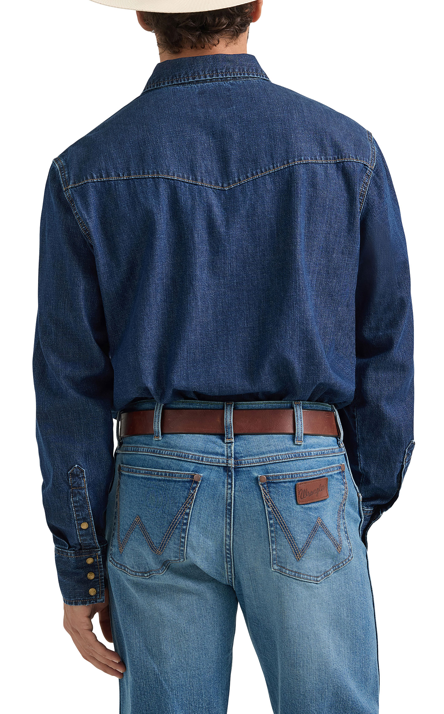 Wrangler Retro Men's Dark Wash Denim Western Shirt - Image 2