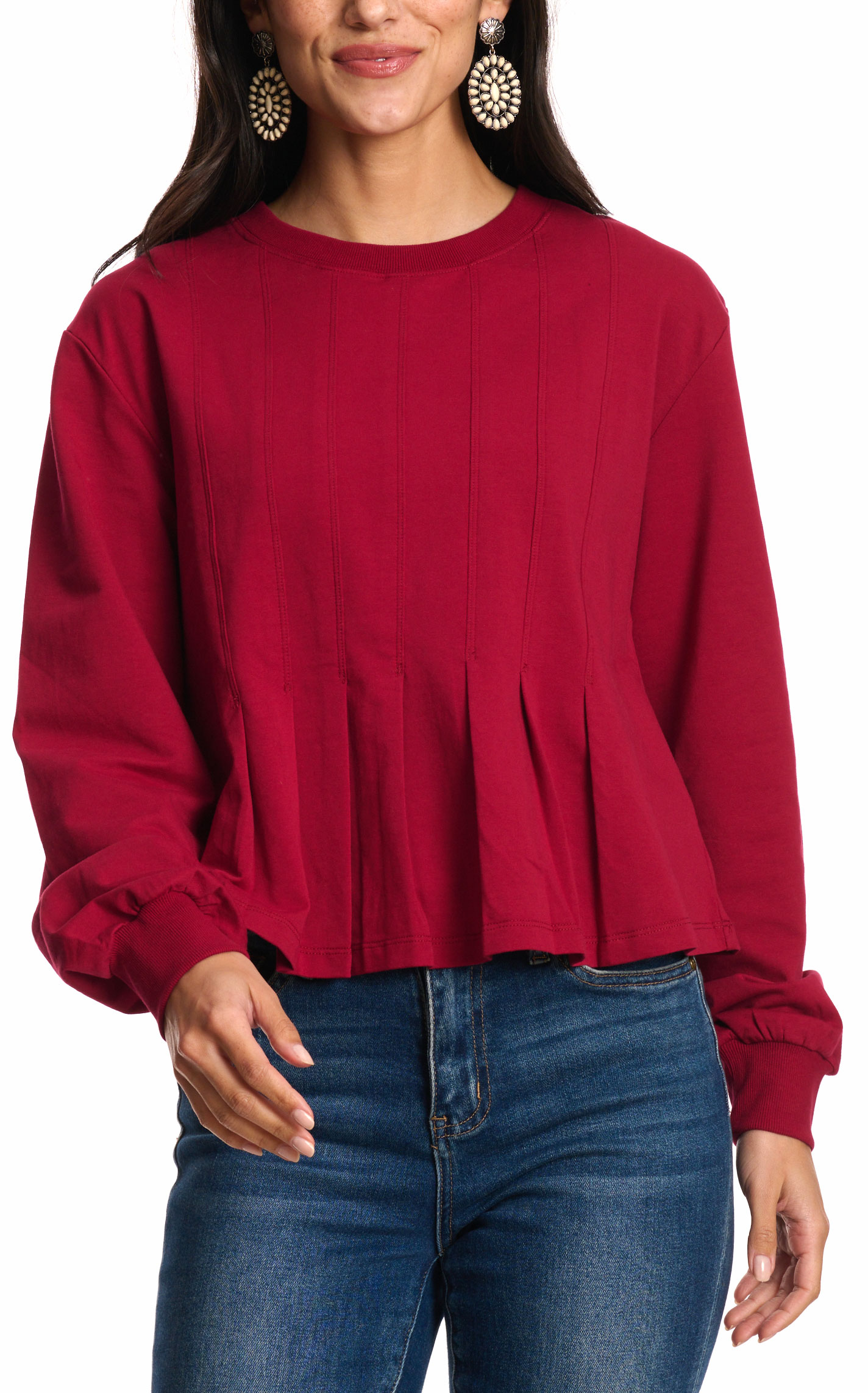 Another Love Women's Rich Red Berry Pleated Top - Image 1